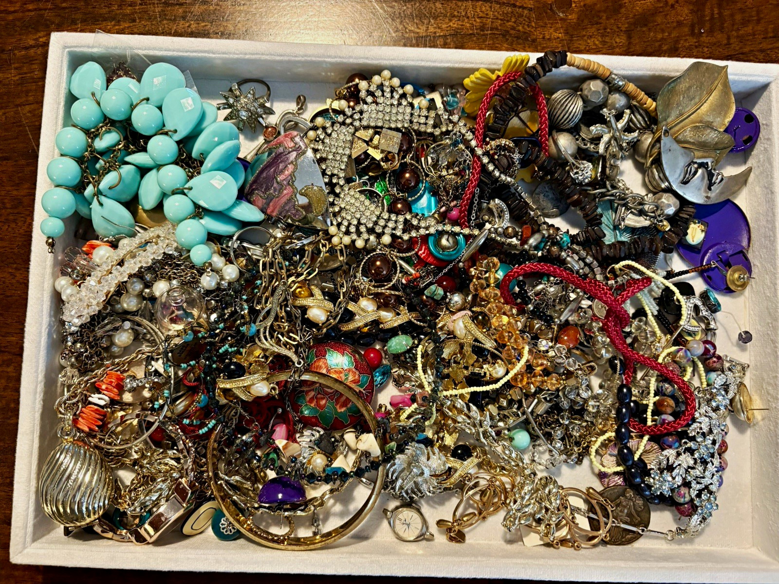 3+lb Lot Costume Jewelry Craft/Repair Bag Bracelets Necklaces Earrings Chain