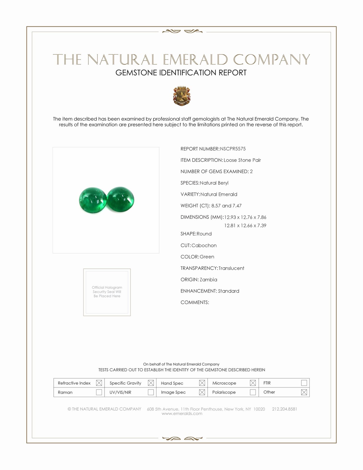 Zambia Round Green Emerald Pair 16.04CT