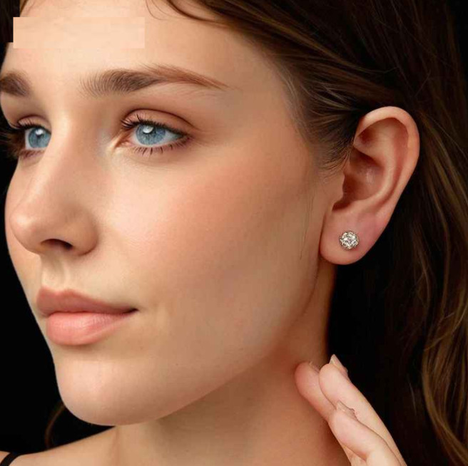 A House Of Jewelry D VVS1 Moissanite Crystal Sugar Stud Earrings 925 Silver GRA