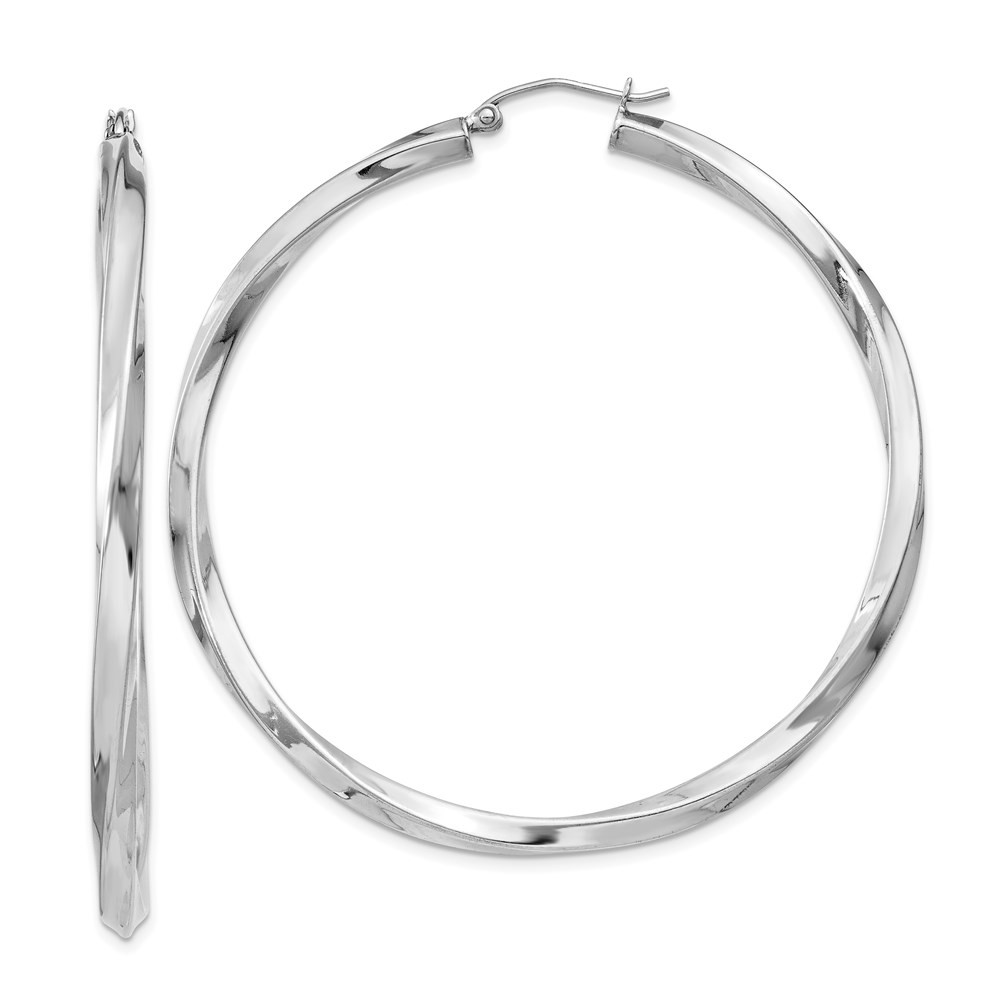 3mm, Sterling Silver, Twisted Round Hoop Earrings, 55mm Dia.(2 1/8 In)
