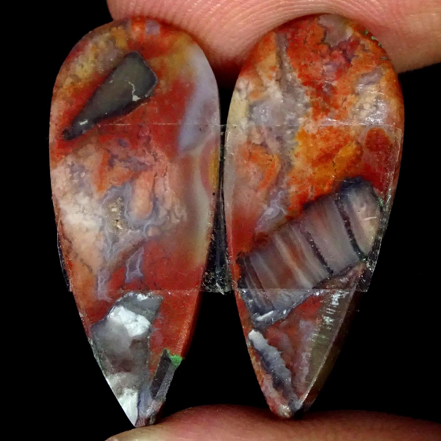 20.50Cts Natural Superb Crazy Lace Agate Pair Pear Cabochon 12X30X3MM