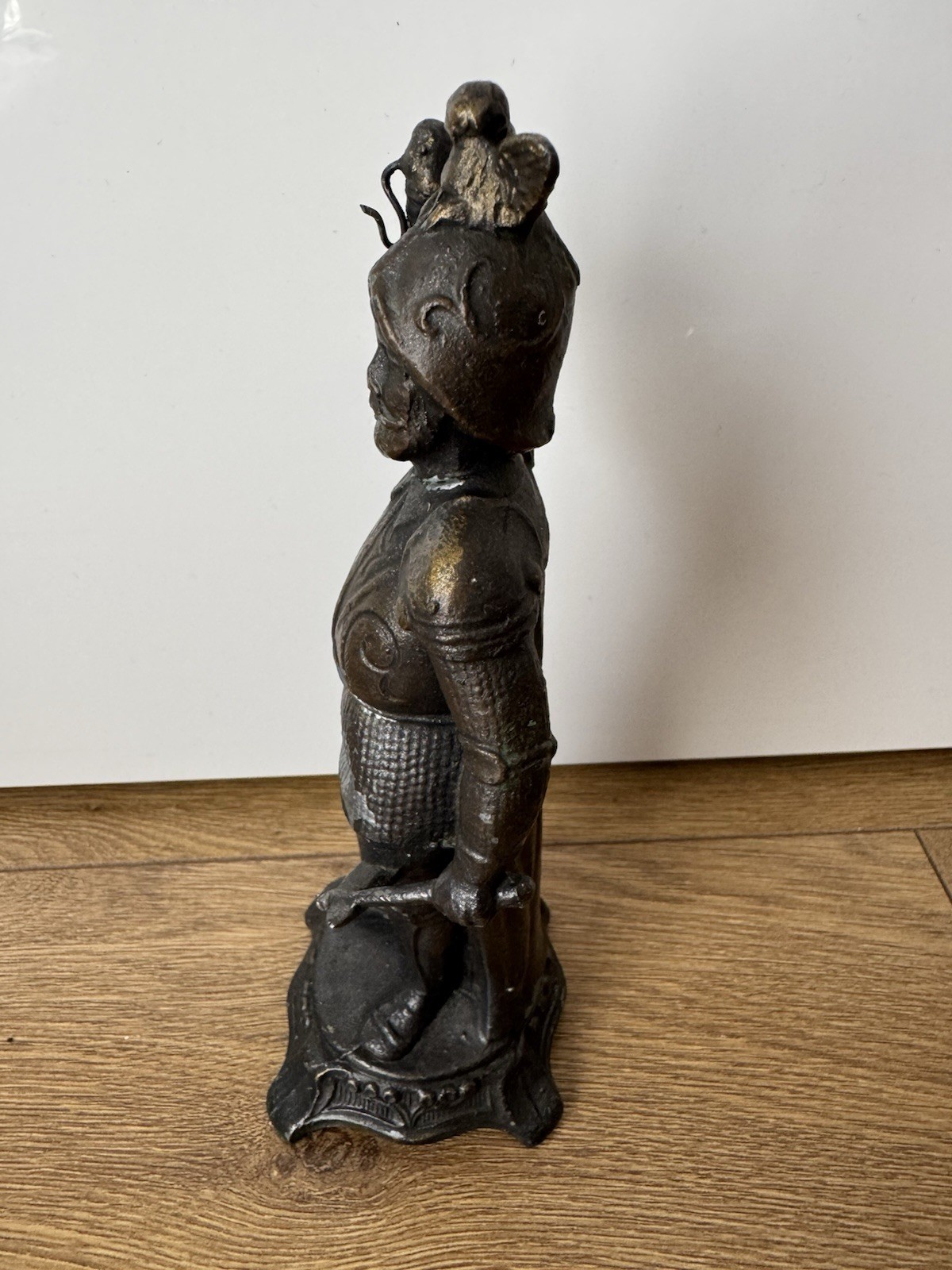 Antique Spelter Knight Armour Pocket Watch Display Stand Desk Figurine 190mm