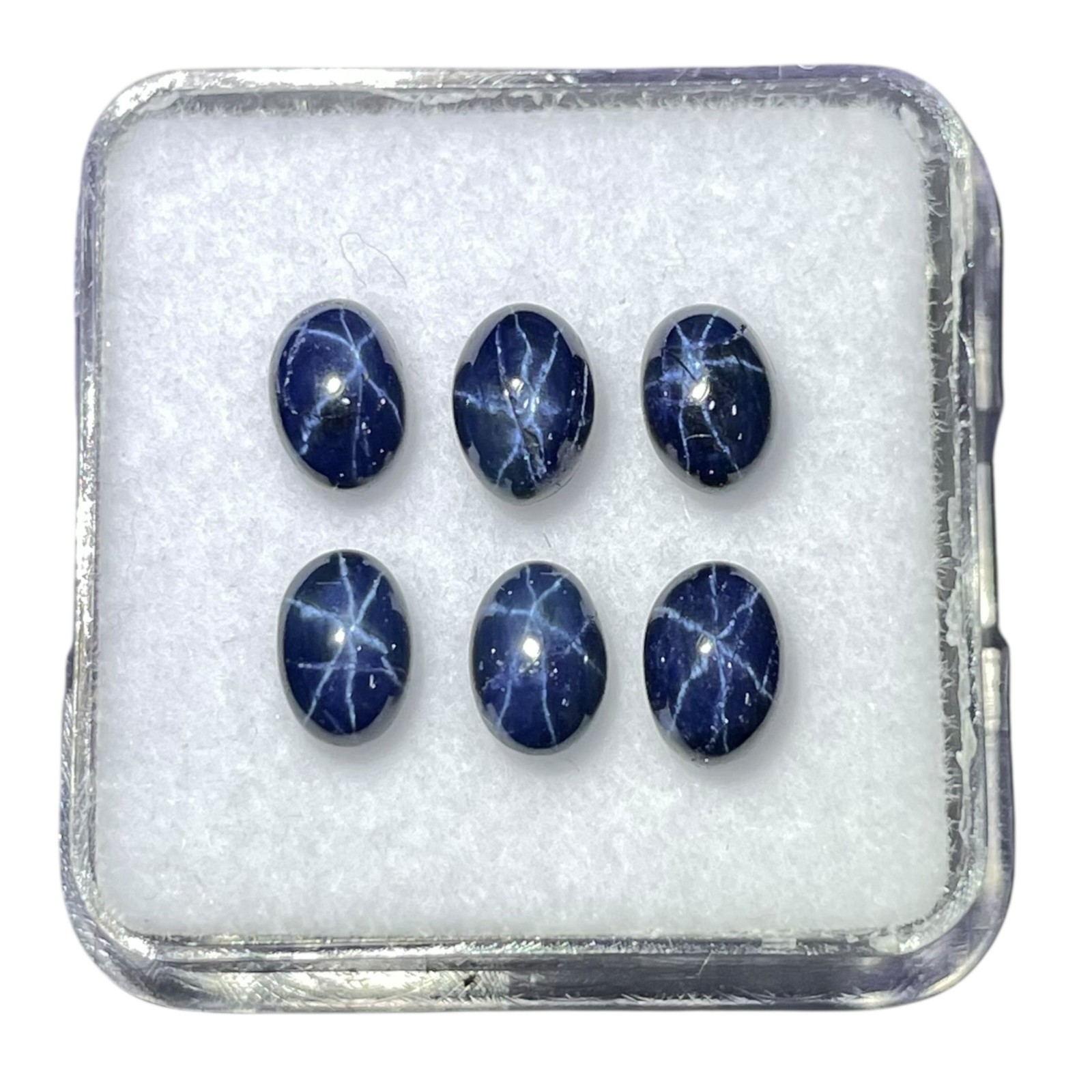 6 Pcs Natural Star Blue Sapphire 6x4mm Oval Cabochon Royal Loose Gemstones Lot