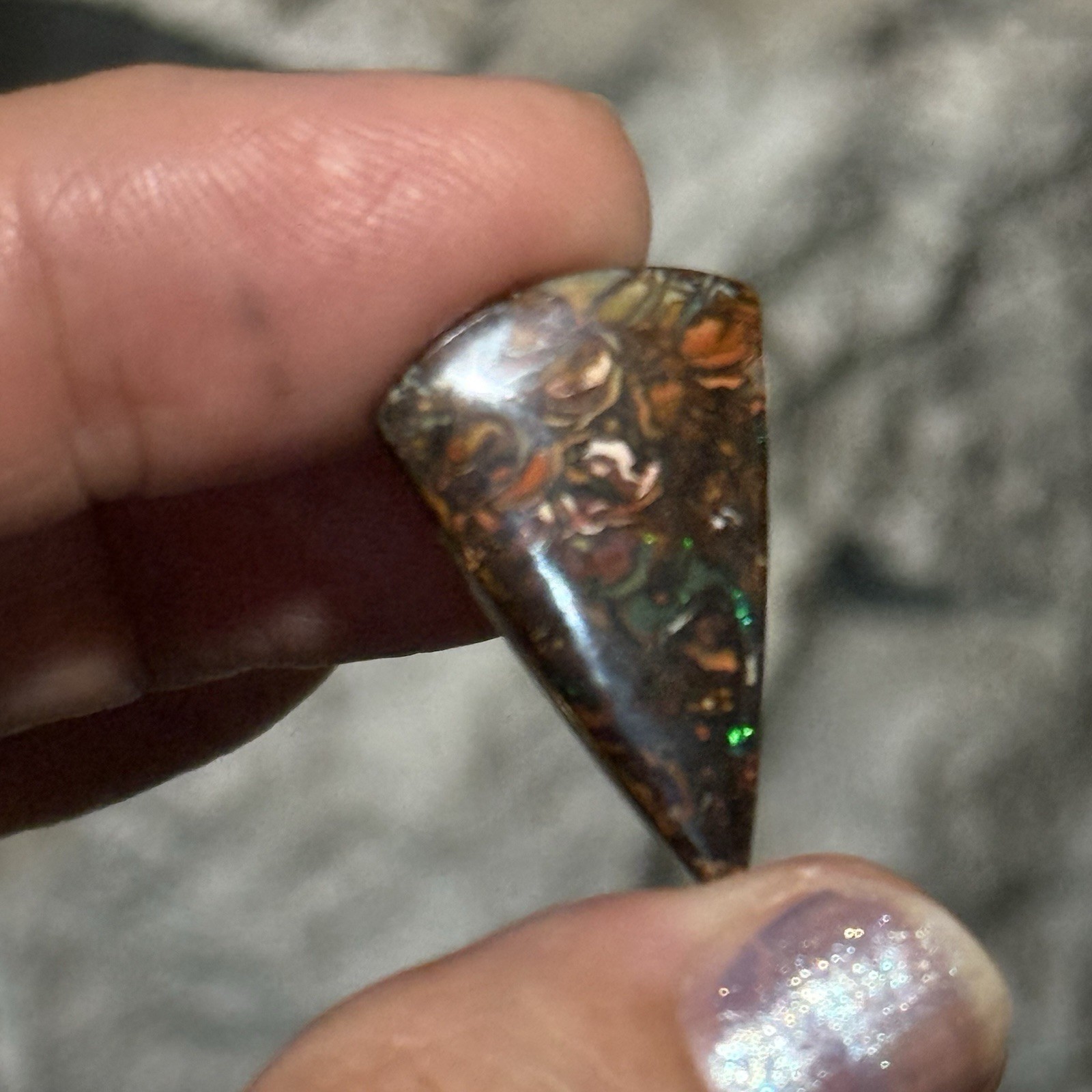 11ct 25×15.8×3.7mm Colorful Australian Koroit Boulder Opal Drop Cabochon Gem
