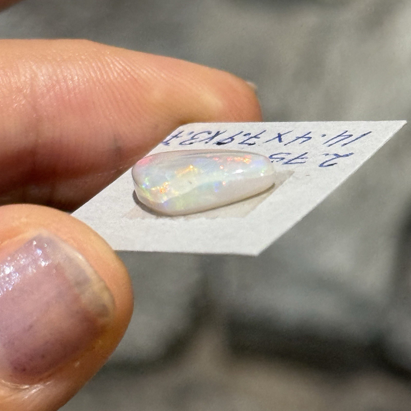2.75ct 14.4×7.9×3.7mm Lightning Ridge Australian Crystal Opal Cabochon Gem