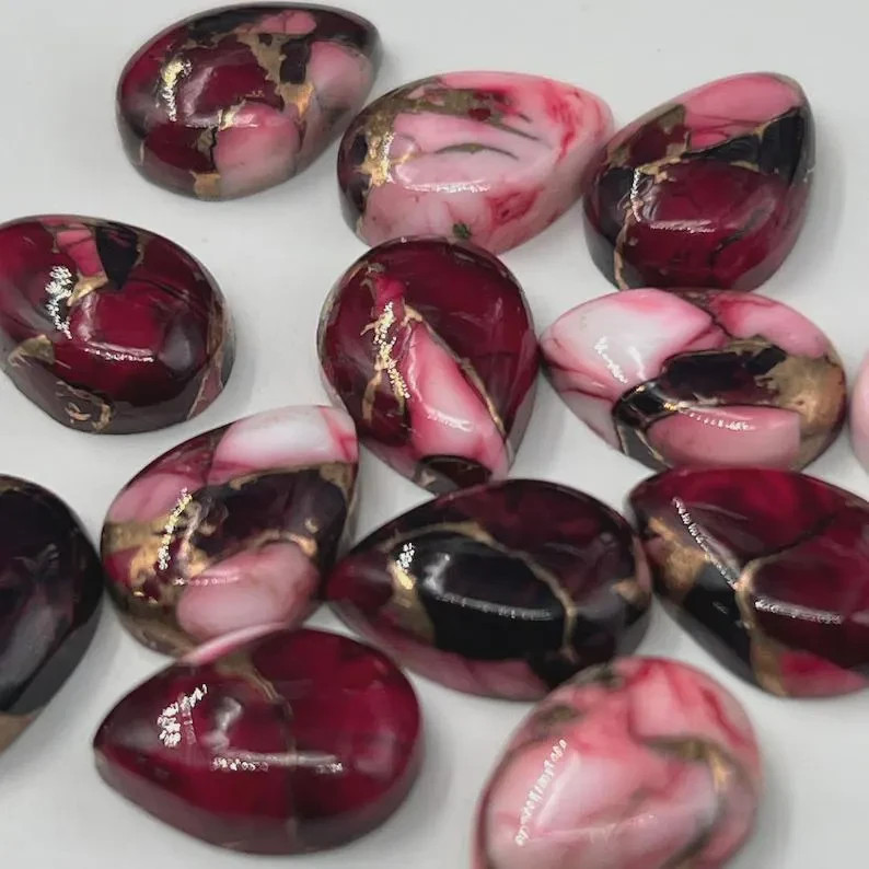 Red Rose Buffalo Turquoise Cabochon Pear Shape Loose Gemstone For Jewelry Making