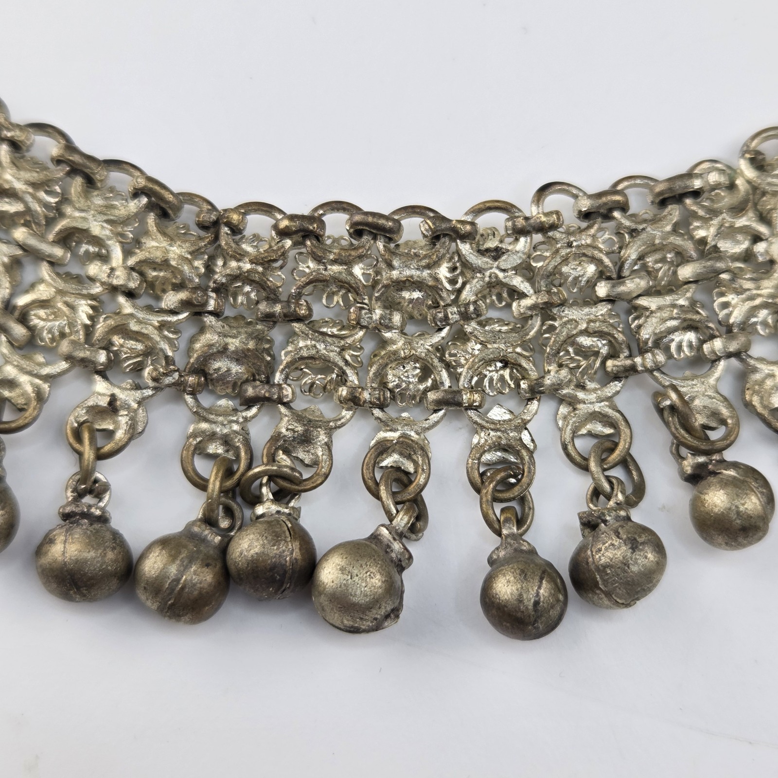 Yemenite Anklette 10.5″ Jingling Silver Tone Bells Metal With Heart Design