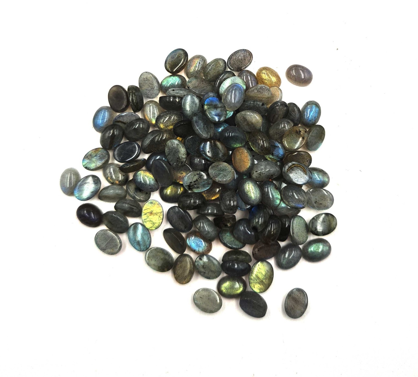 Natural Labradorite Oval Cabochon Loose Gemstone Lot 74 Pcs 6*8 MM 100 CT