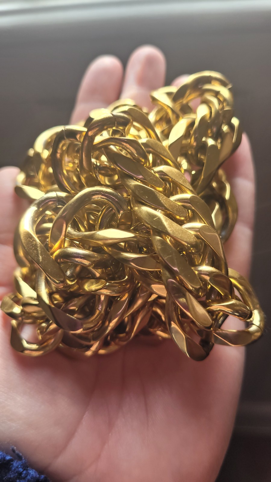 24K 30″ 20mm Cuban Chain Heavy Weight Steel 400 Grams Yellow Gold Thick Plate