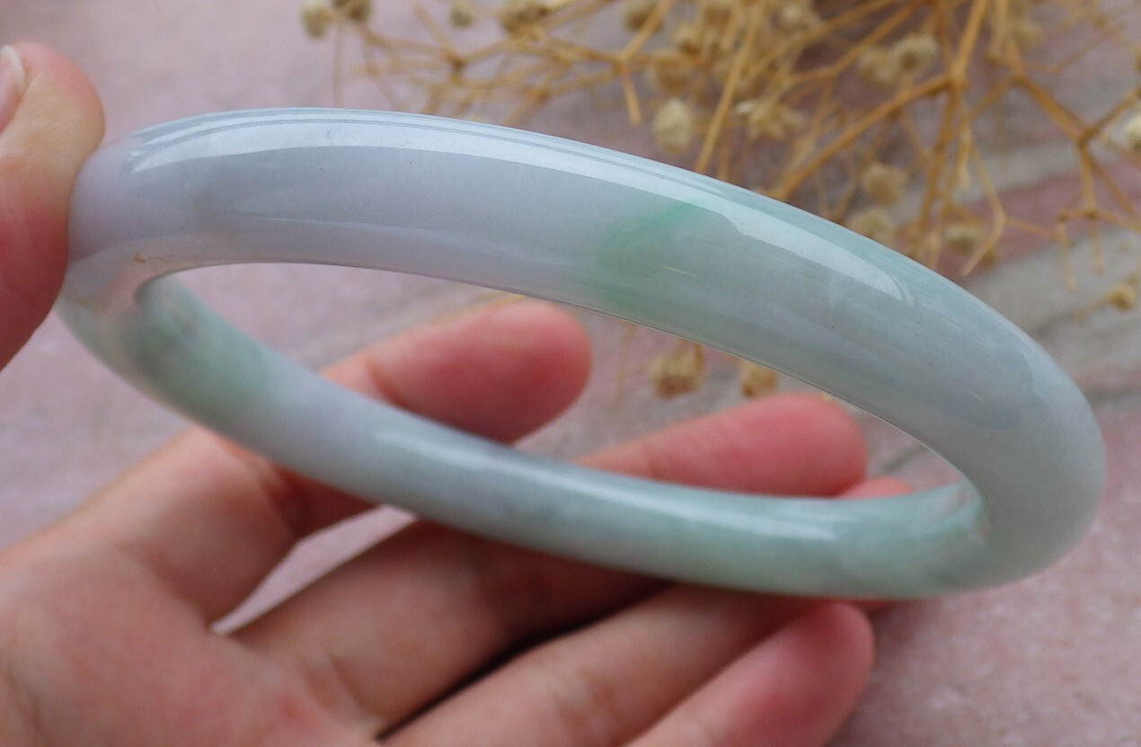 Video Certified Green 100% A JADE Jadeite Circle Bangle Bracelet 69mm 684861 AS