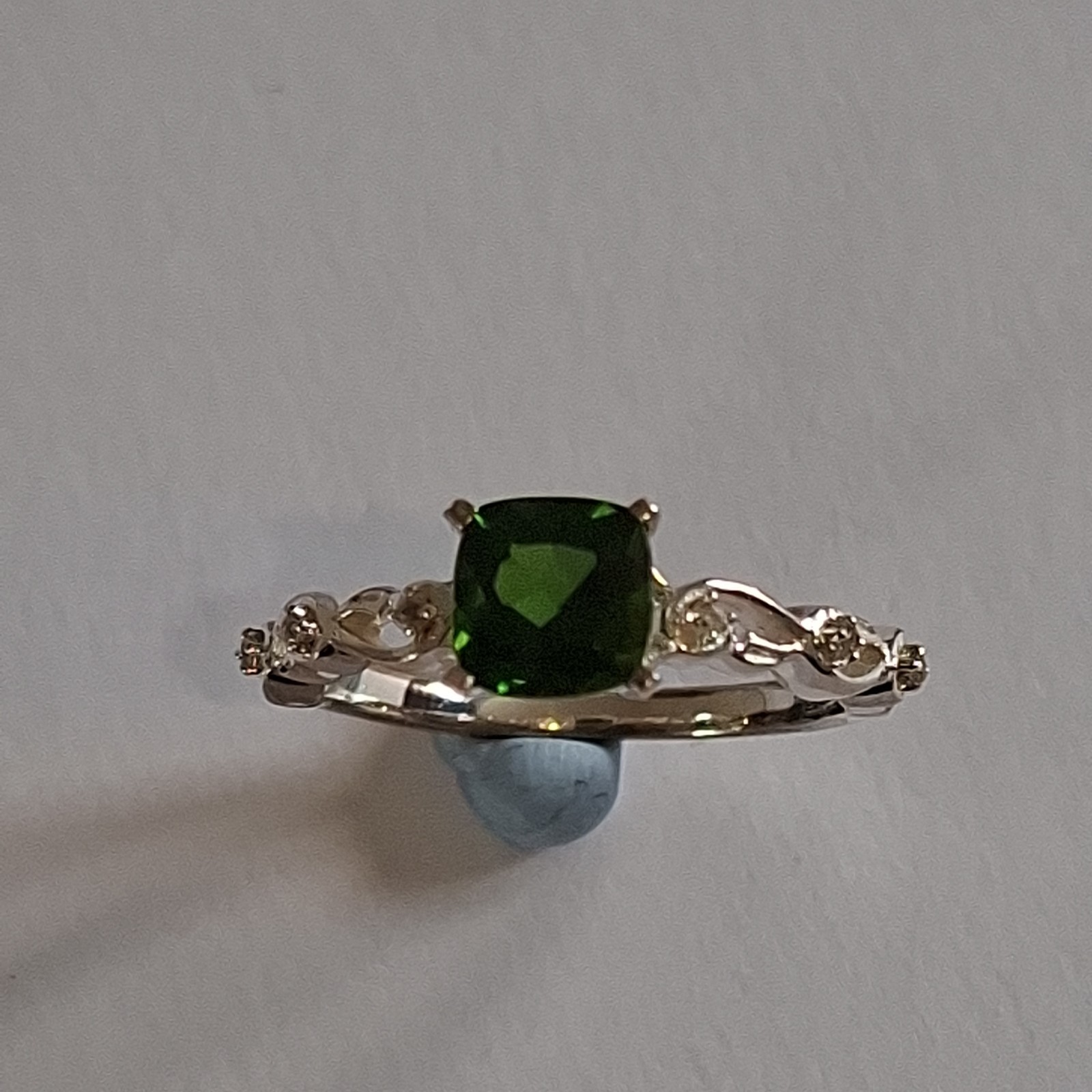Sterling Silver & Chrome Diopside Ring Size L1/2