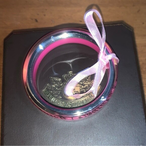 Retro Juicy Couture Pam & Gela Pink and Silver Thick Bangle Bracelets