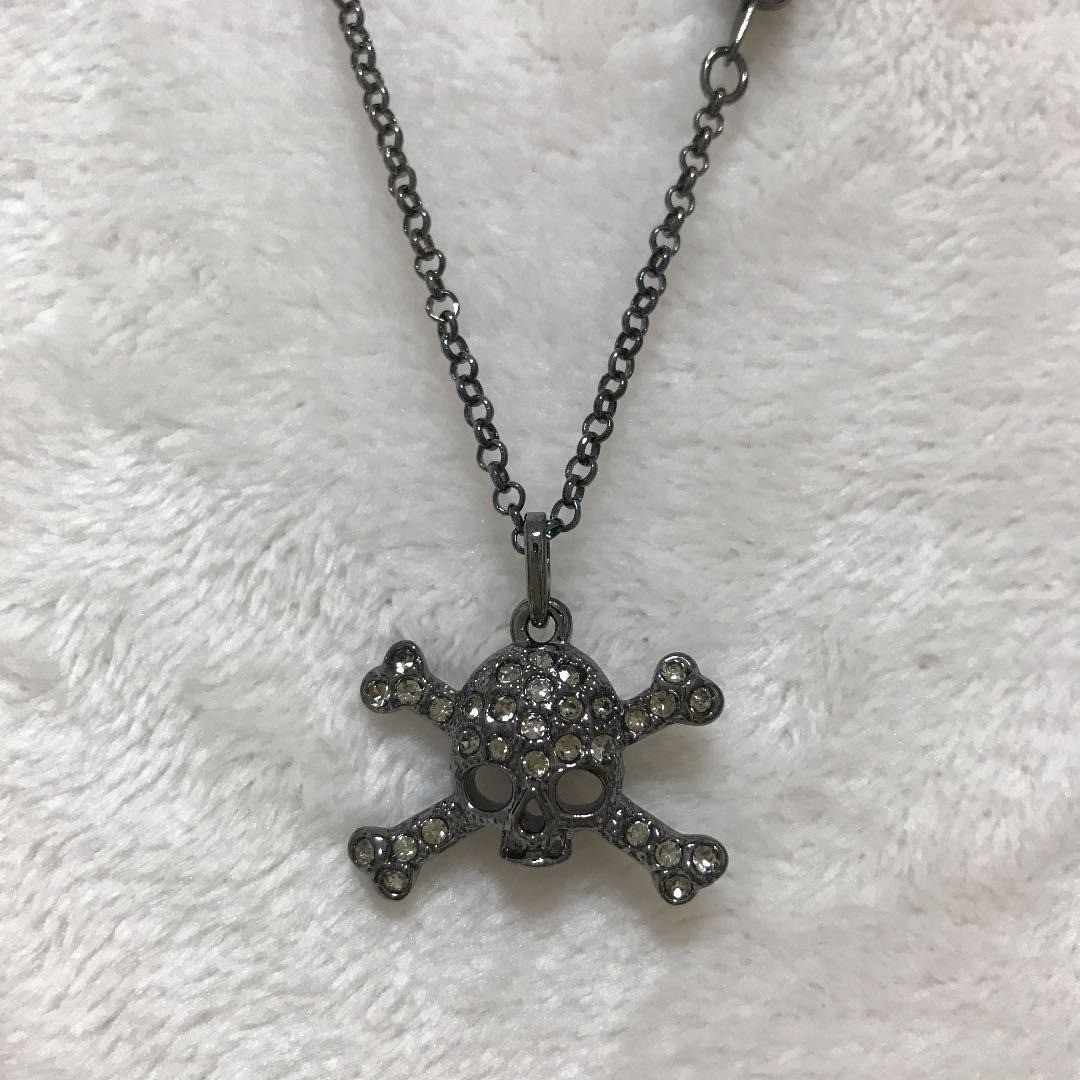 Vivienne Westwood Necklace Skull Stone Gunmetal Black 40cm w/Pouch NO BOX