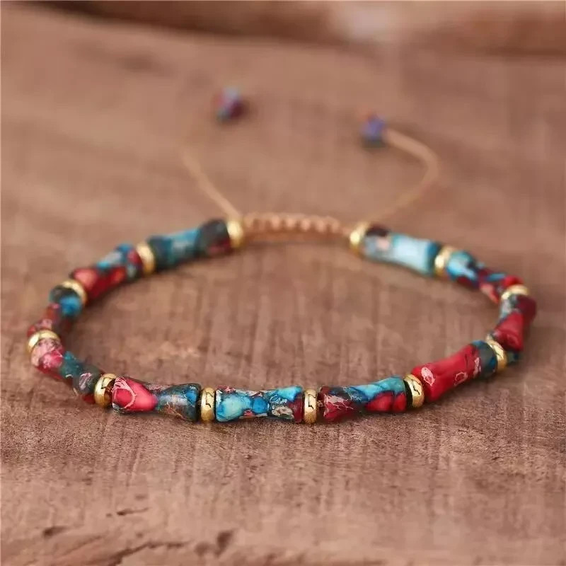 Sea Sediment Jasper Bamboo Beads Healing Women’s and Men’s Bracelet Handmade