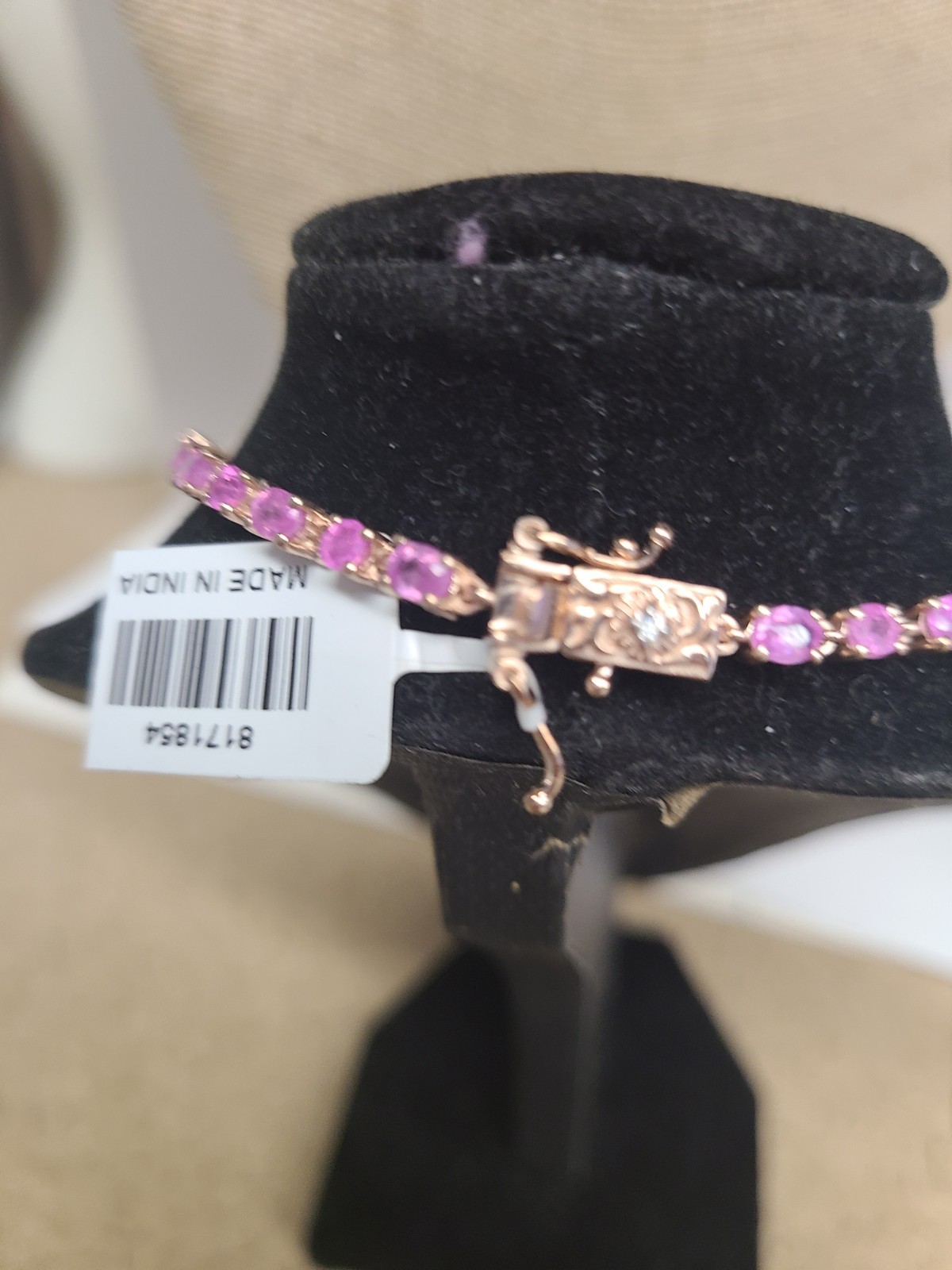 D’Joy Ilakaka Hot Pink Sapphire (FF) and Moissanite 10.00 ctw Floral Bracelet in