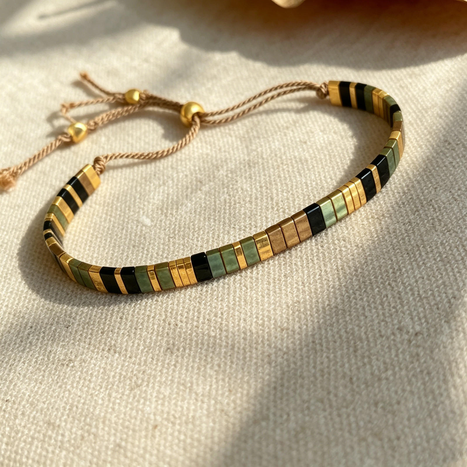 Japanese Tila Beaded Adjustable Bracelet Minimalist Stackable Boho Style Fashion