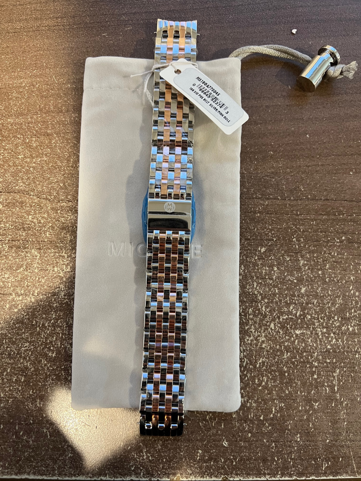 New Michele Sidney Two Tone Rose Gold 18mm Steel Watch Bracelet MS18GA775045