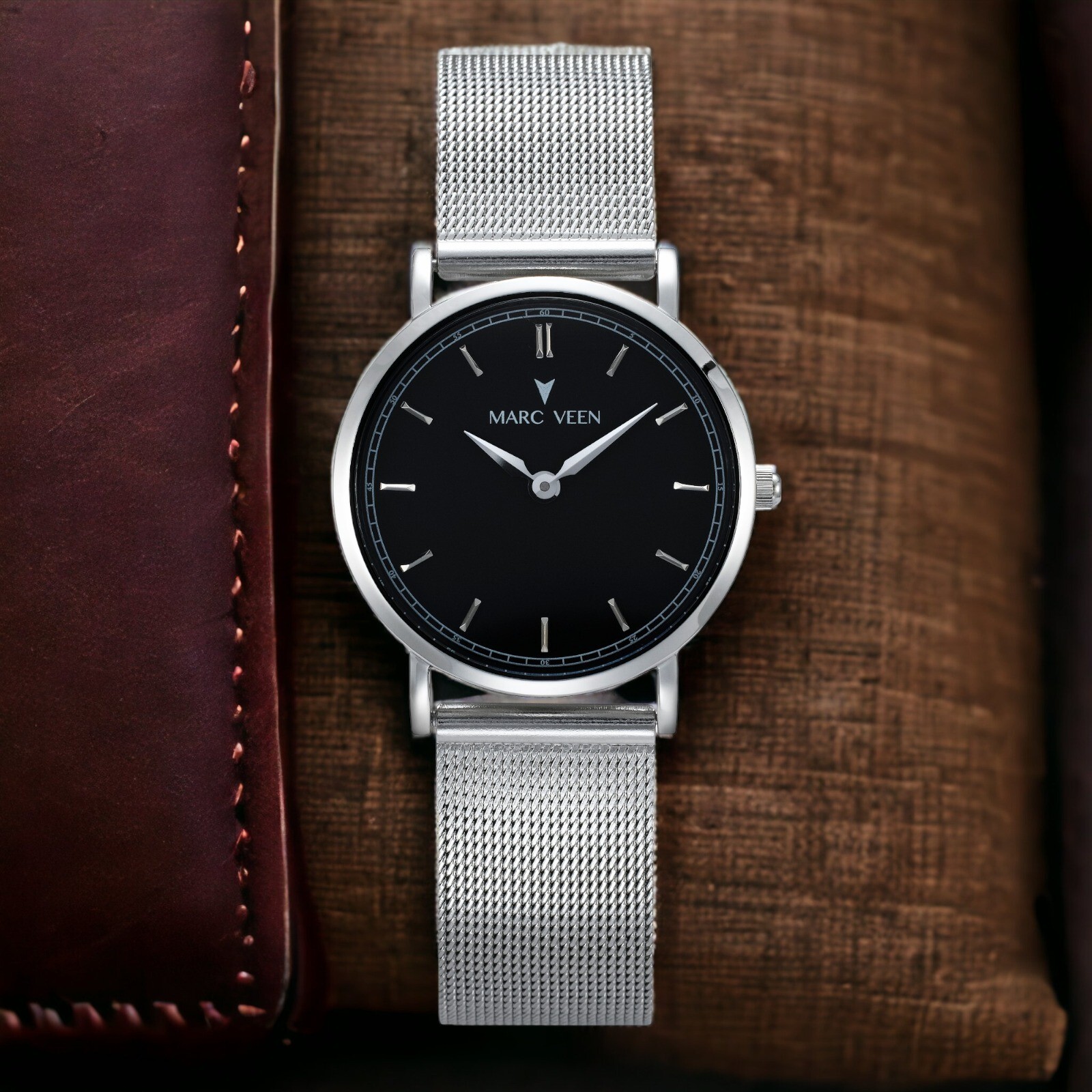 Classic Herrenuhr Strichindizes Edelstahl Designeruhr Armbanduhr Silber Schwarz