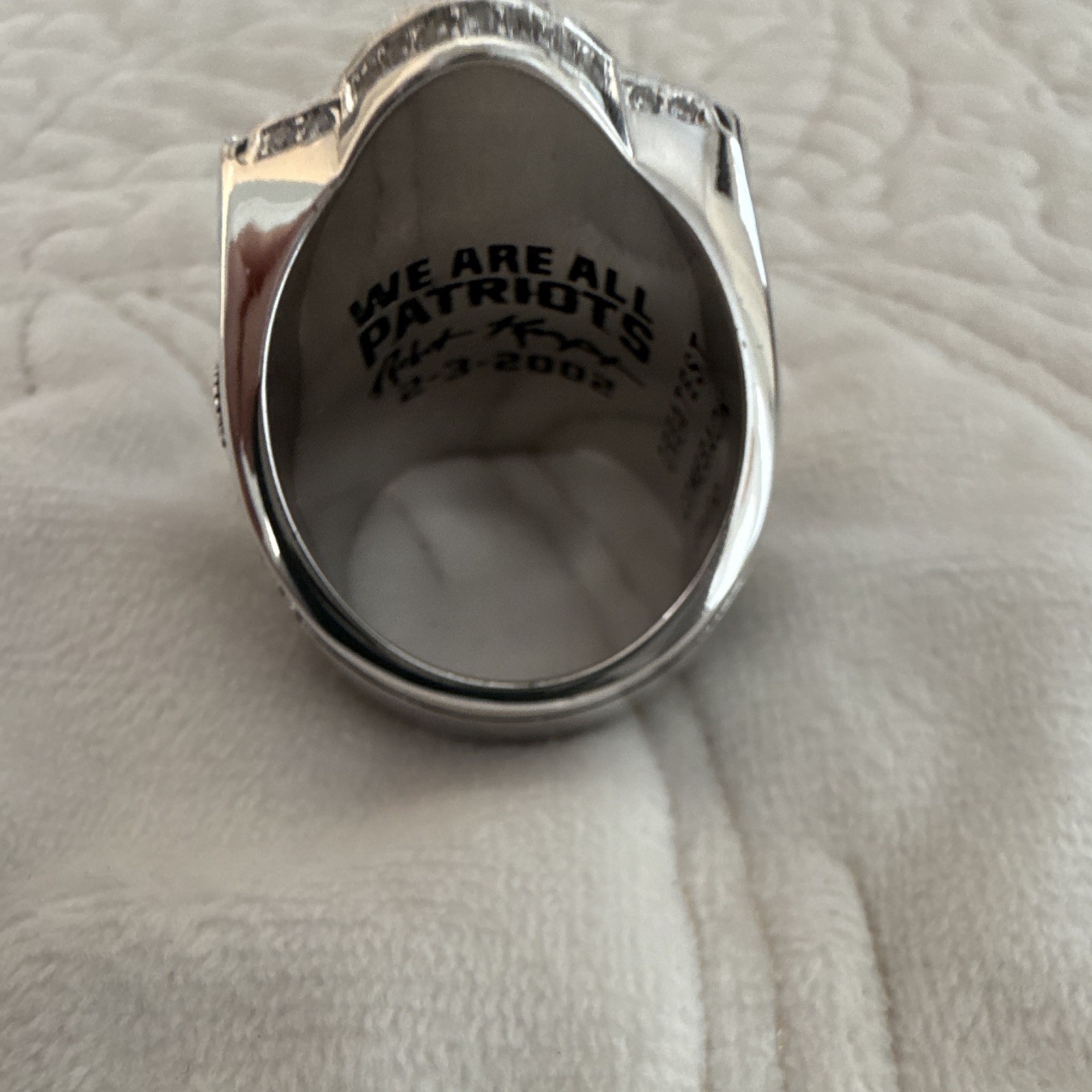NE Patriots Supperbowl Alloy Steel Ring Blue / Steel Color Ring Size 10? I Think