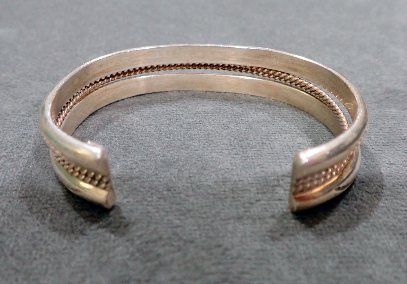 Sterling silver bracelet w/ copper-silver alloy? trim -Mexico – 32.4 grams total