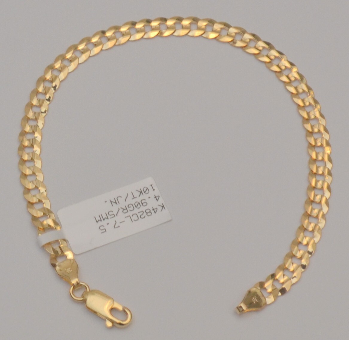 Gold chain 10k solid yellow cuban curb link bracelet 7.5 in 5.0 mm 4.9 grams