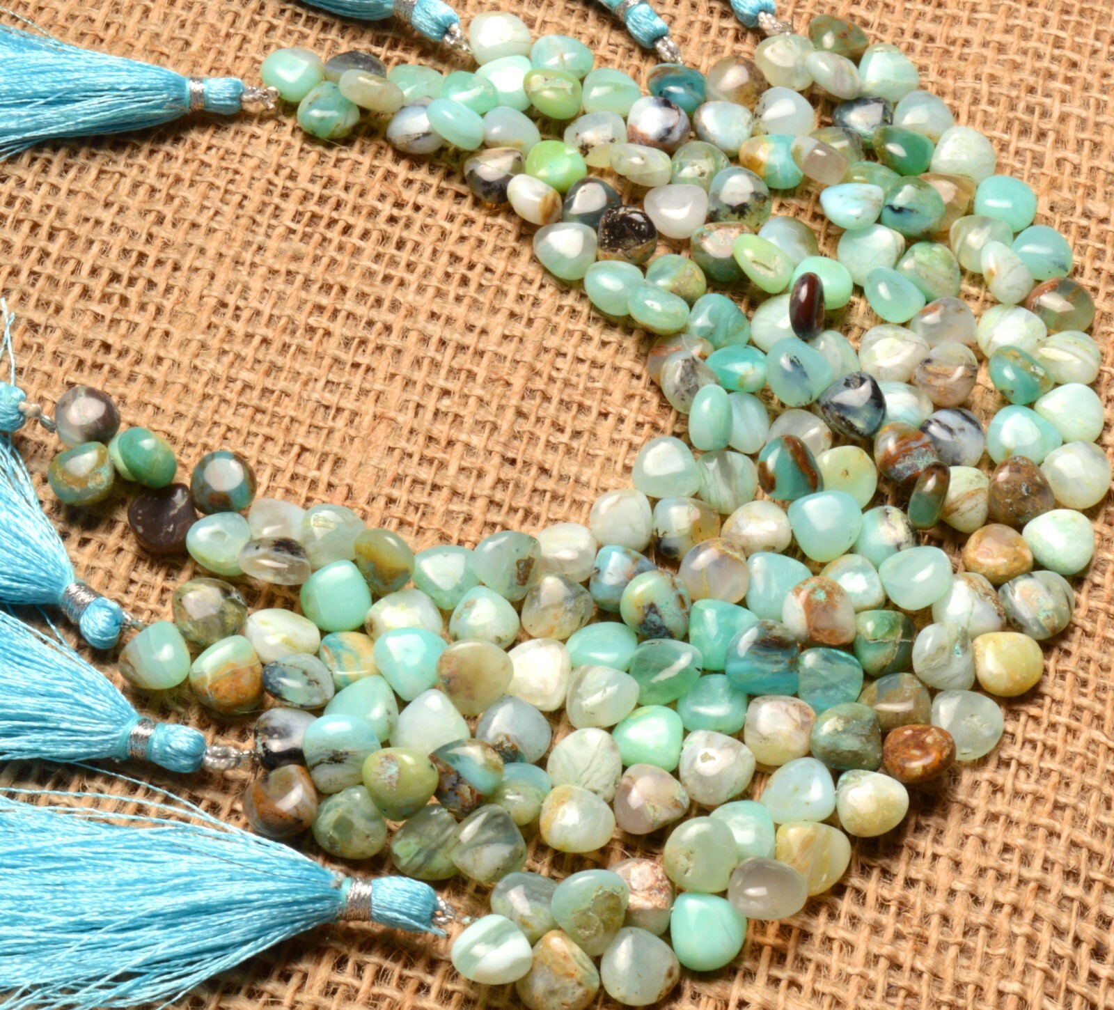 Green Peru Opal Gem 9.5 mm Size Smooth Heart Shape Beads 8″ Strand