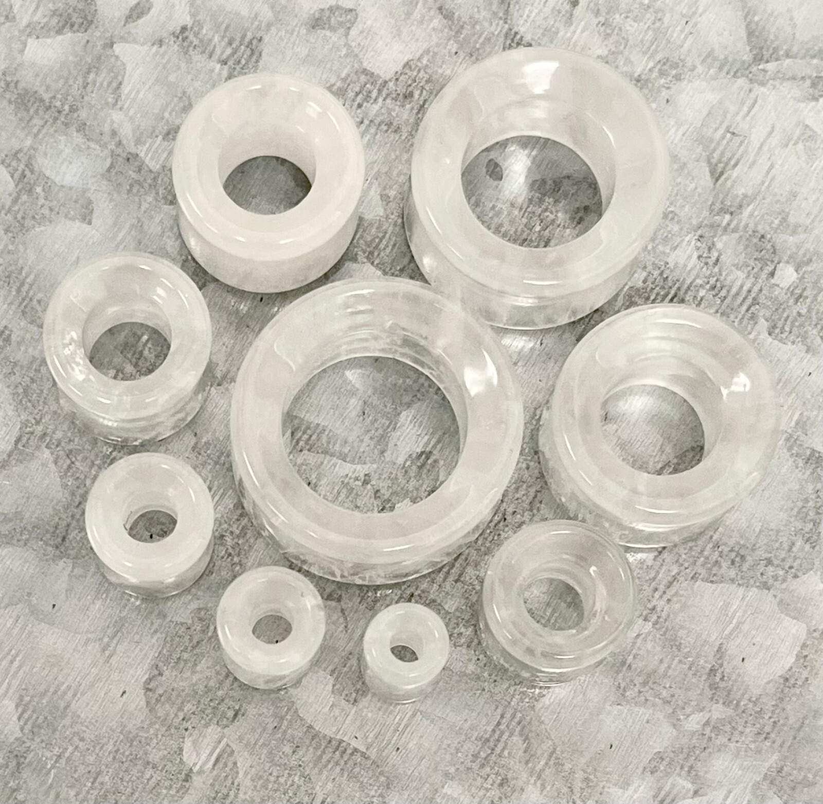 PAIR Clear Quartz Stone Tunnels Organic Gauges Plugs Body Jewelry