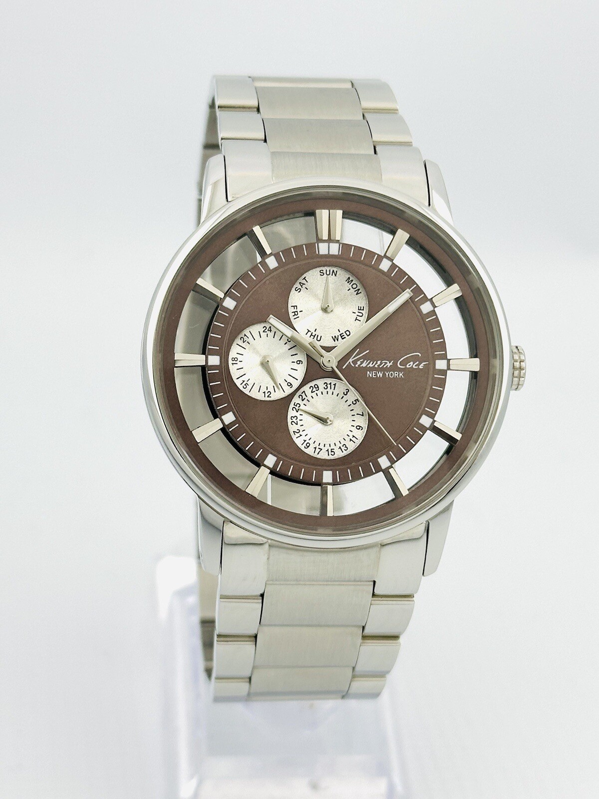 Kenneth Cole KC9114 Men’s Iron Brown Transparent See-Through Dial Steel Watch