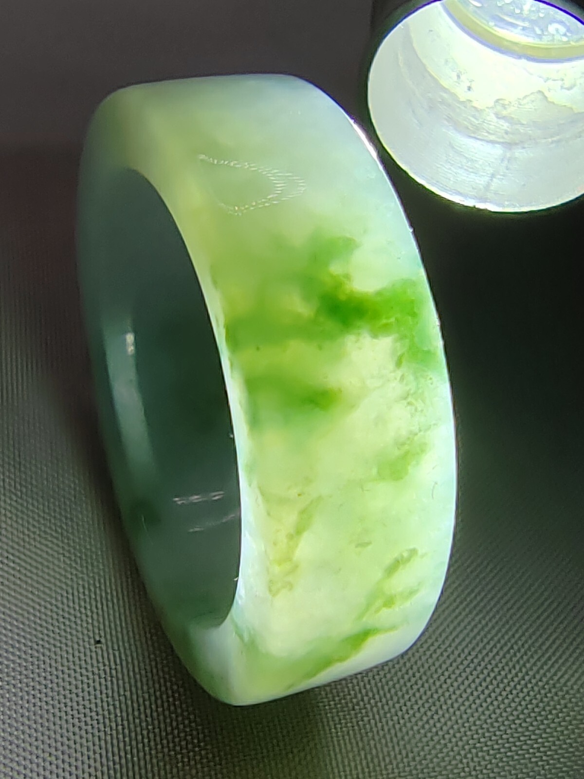 Ice Bluish Green Natural Jadeite Jade Band Ring # US SIZE 13.5 # 22.60mm