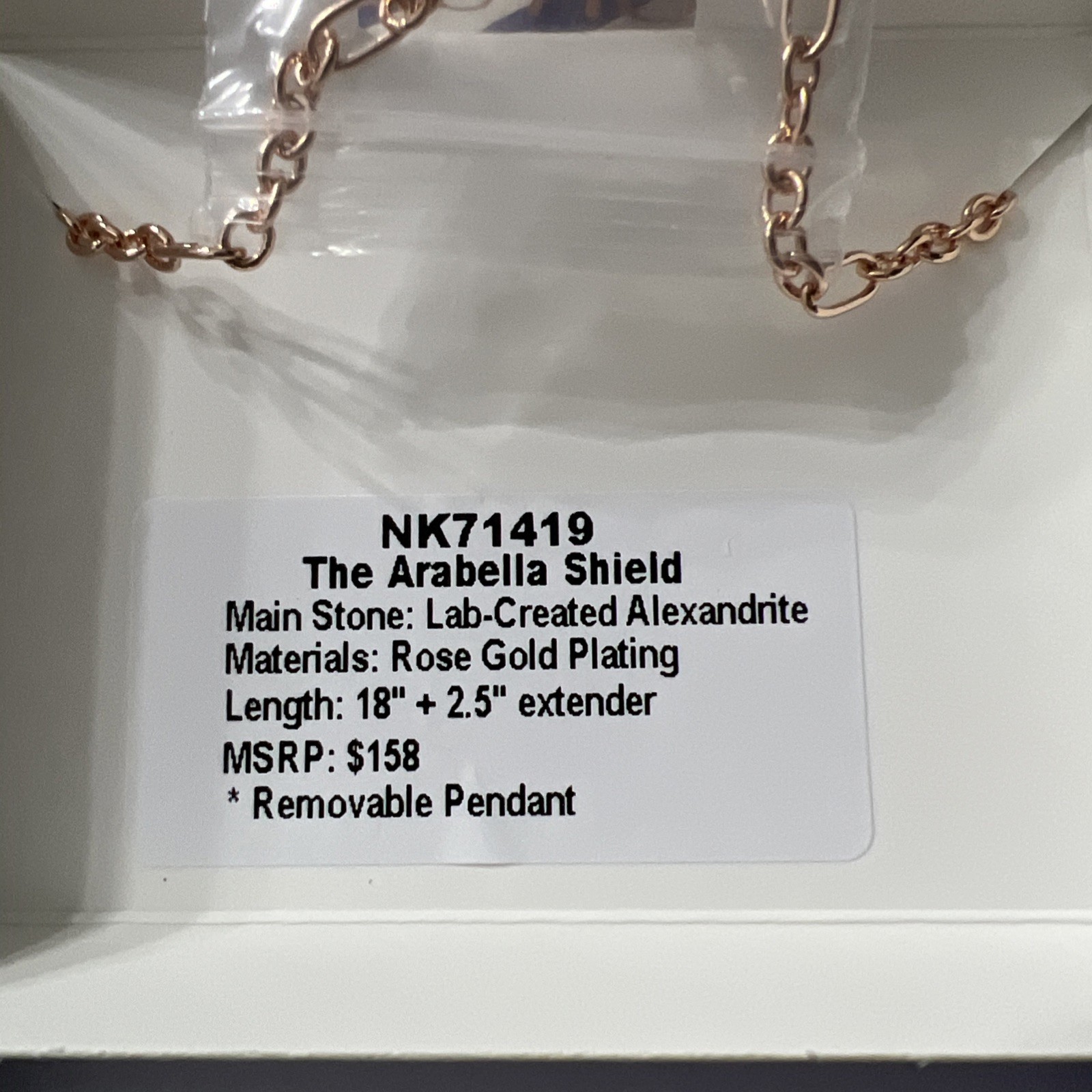 Bomb party June 2026 necklace “The Arabella Shield” LC Alexandrite RG plating