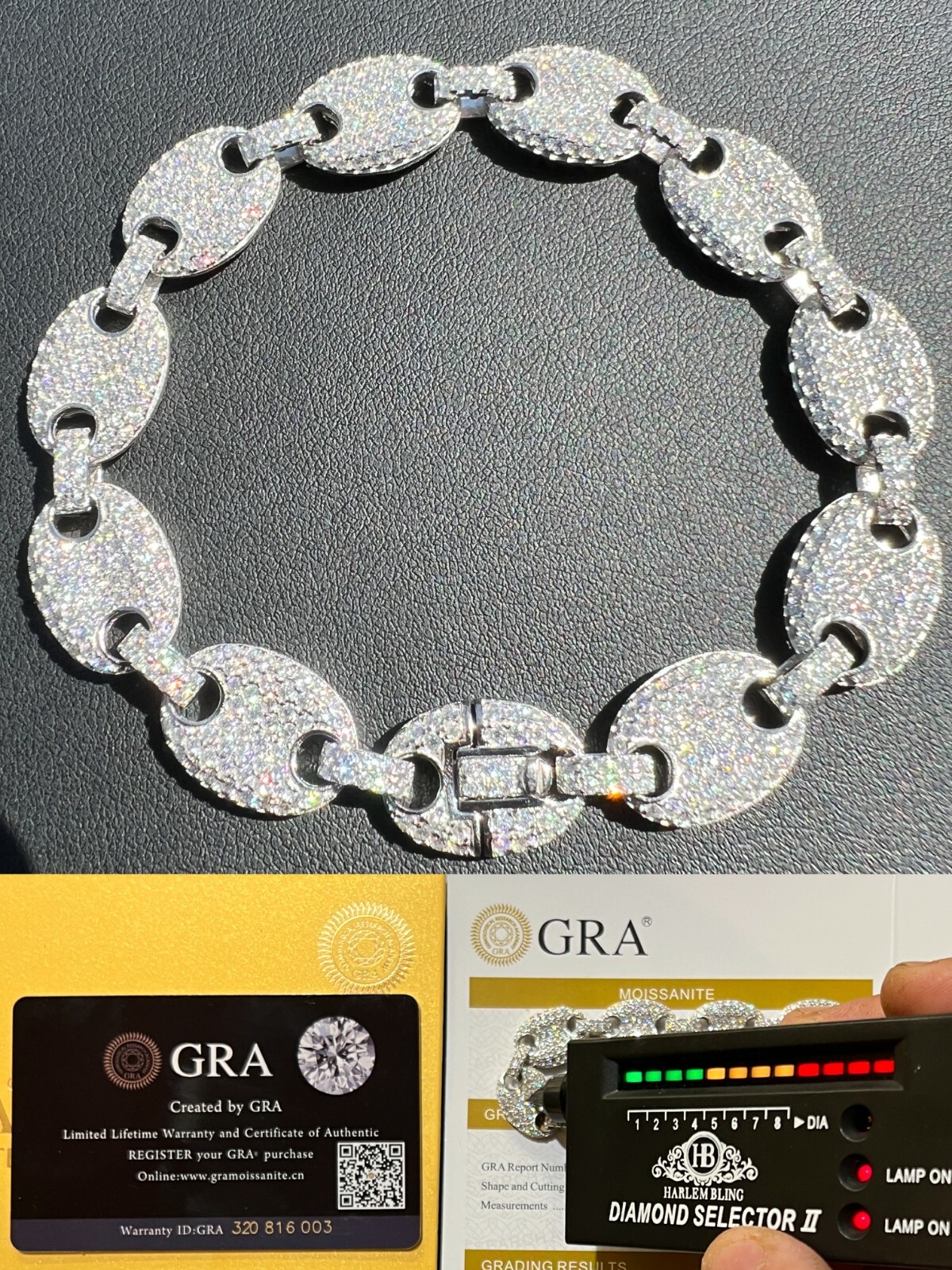 ICED Moissanite Gucci Link Bracelet 12mm Hip Hop 925 Silver Pass Diamond Tester
