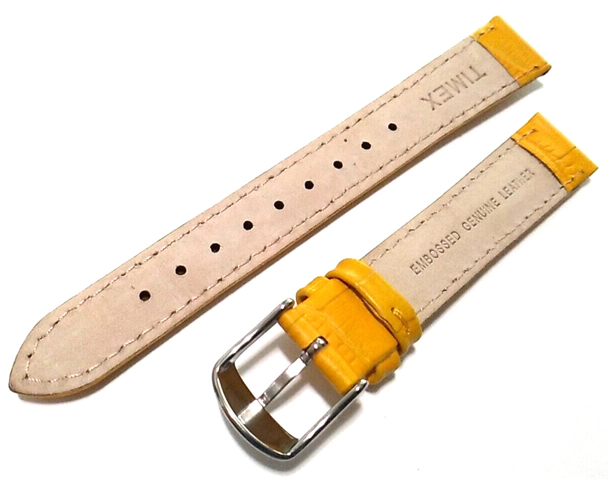 16mm Regular Timex Padded Mustard Yellow Bamboo Crocodile Grain Watch Band Strap