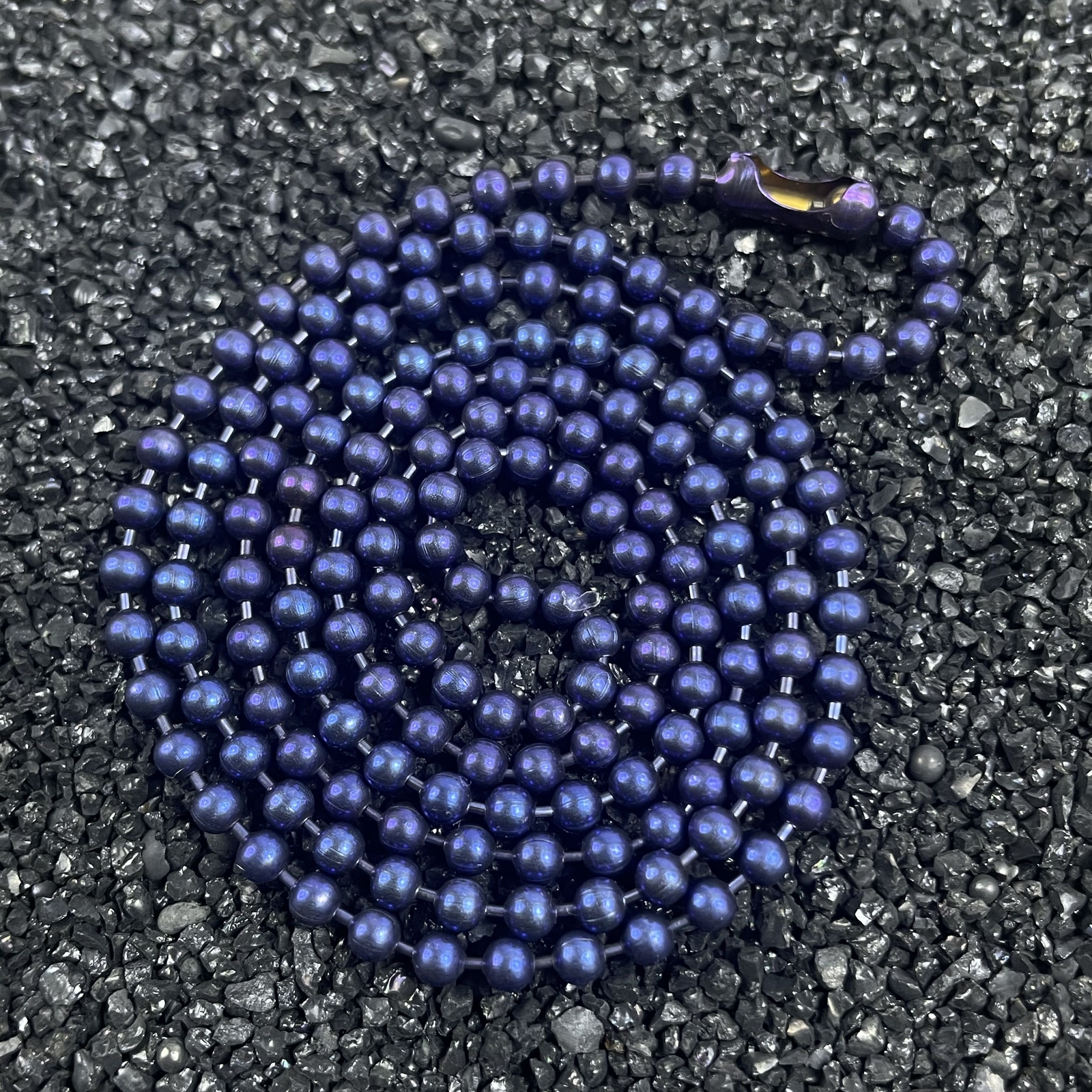 New Pure Titanium Burnt Blue Bead Chain Necklace 3mm Unisex Allergy Free 25.59″