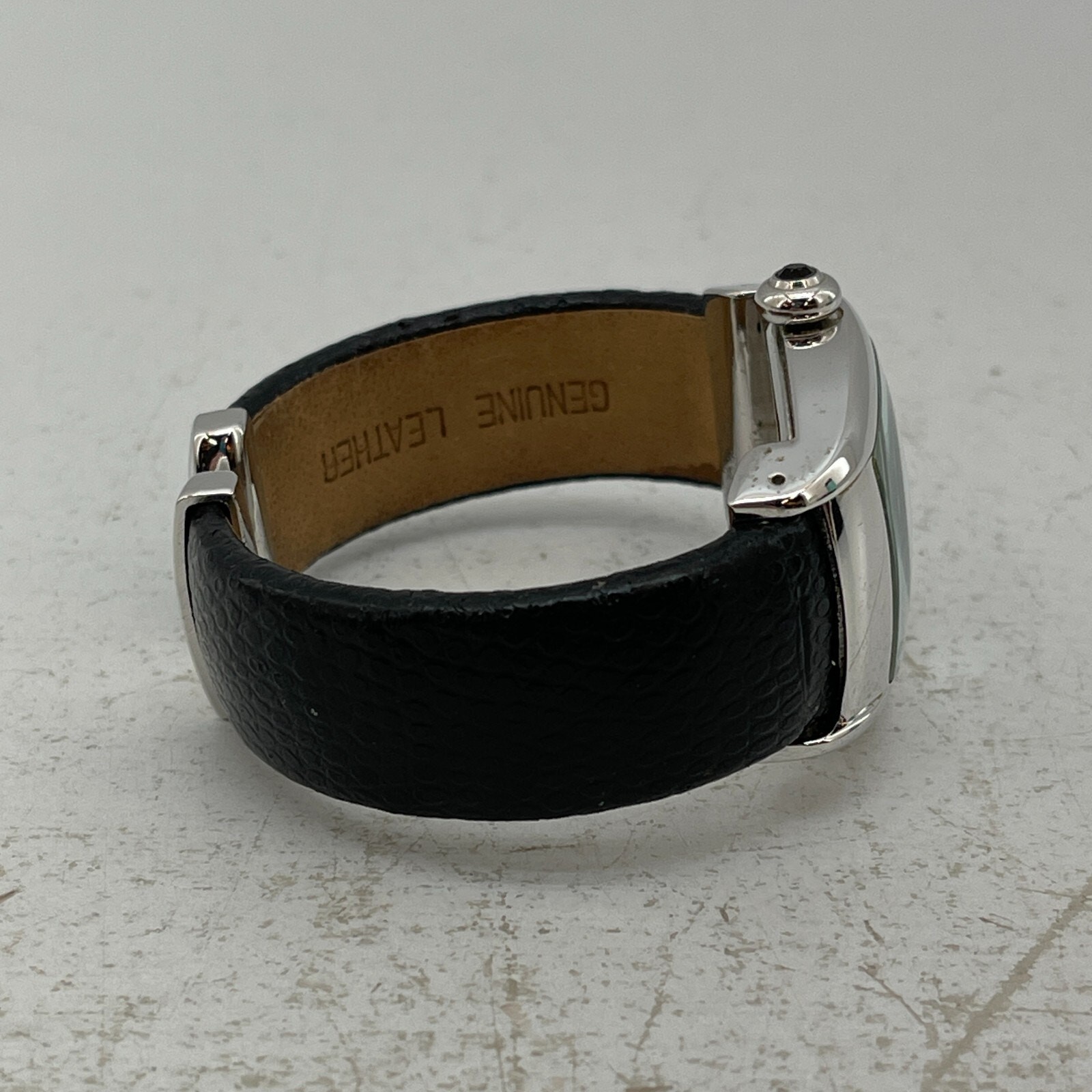 Joan Rivers Classics V377 Watch Leather Bangle Wristwatch Silver Tone Working