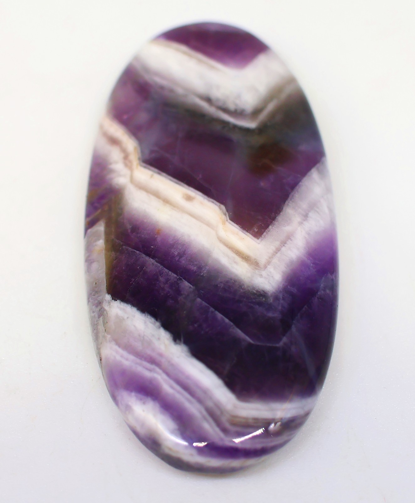 53 Ct 6X22X44 mm Natural Chevron Amethyst Agate Oval Cabochon Gemstone PB-35