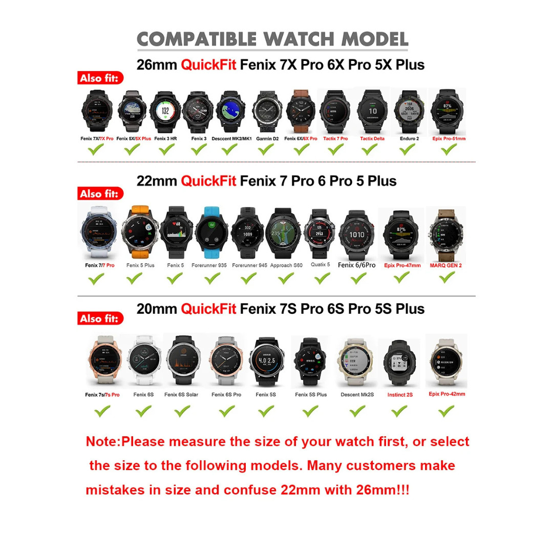 For Garmin Fenix 3 5X 6 Pro 6X 7 7X Sapphire Quickfit Silicone Watch Band Strap