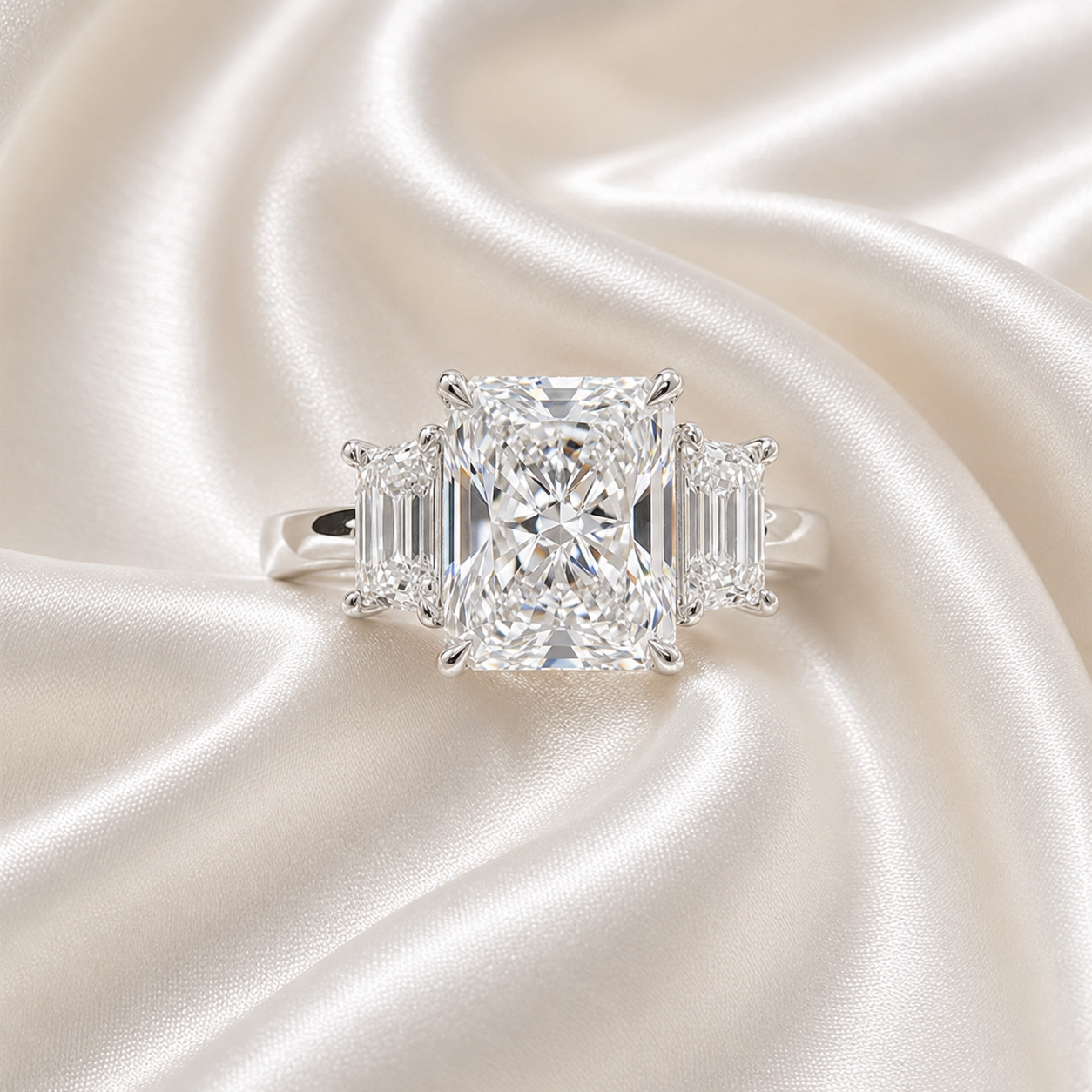 7.20 CT Radiant Cut IGI Certified Lab Grown Diamond Wedding Ring 14k White Gold