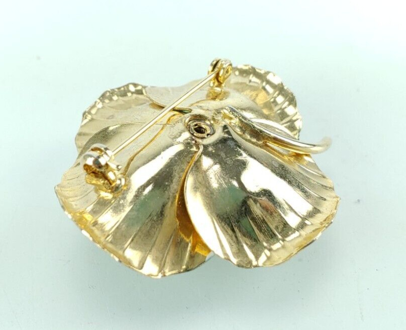 Vintage Rose Brooch Pin Women’s Jewelry Accessory Blue Green Gold Tone