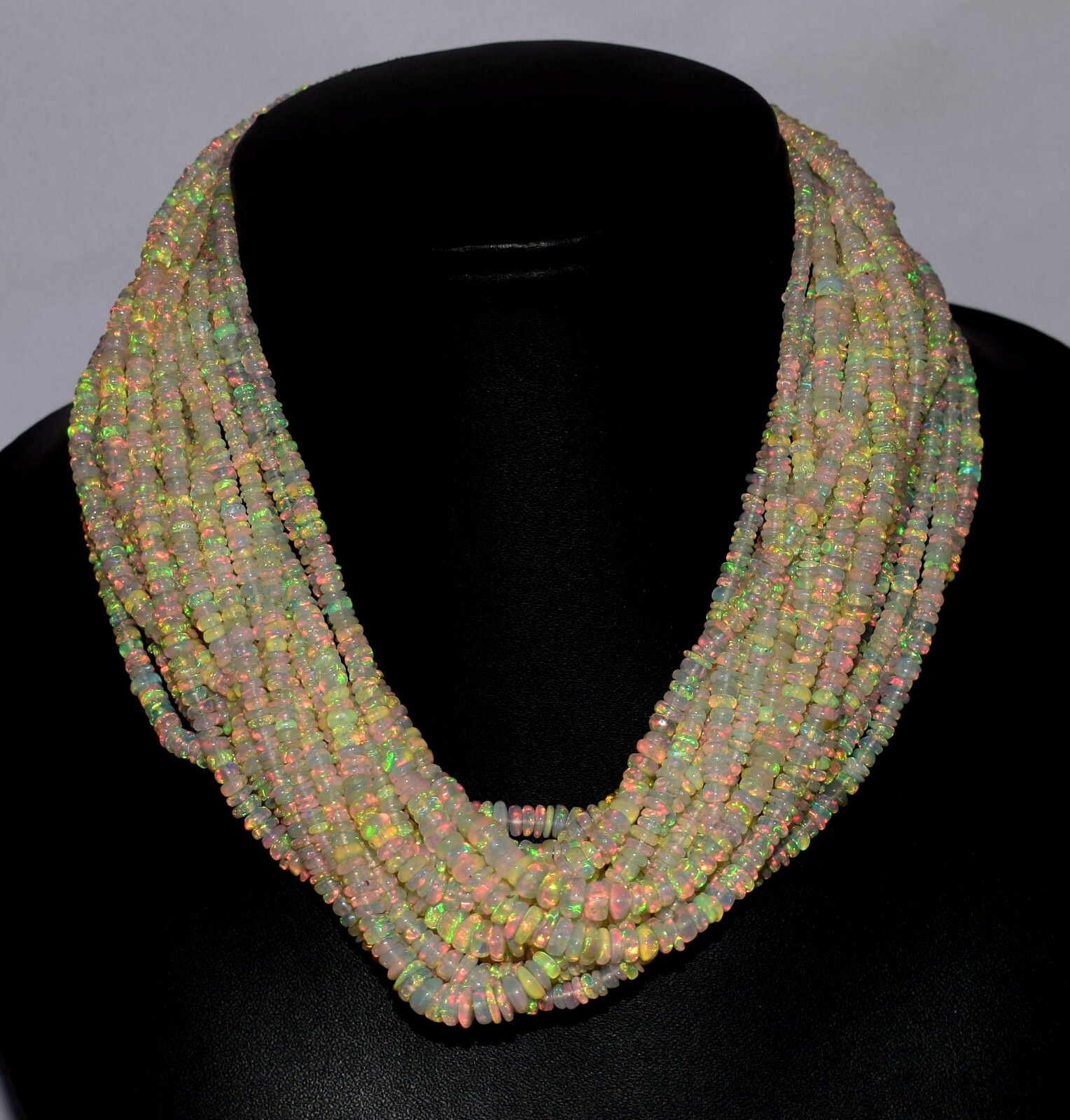 Opal Beads Necklace 16″Natural Ethiopian Fire Opal Gemstone beads Strands 1