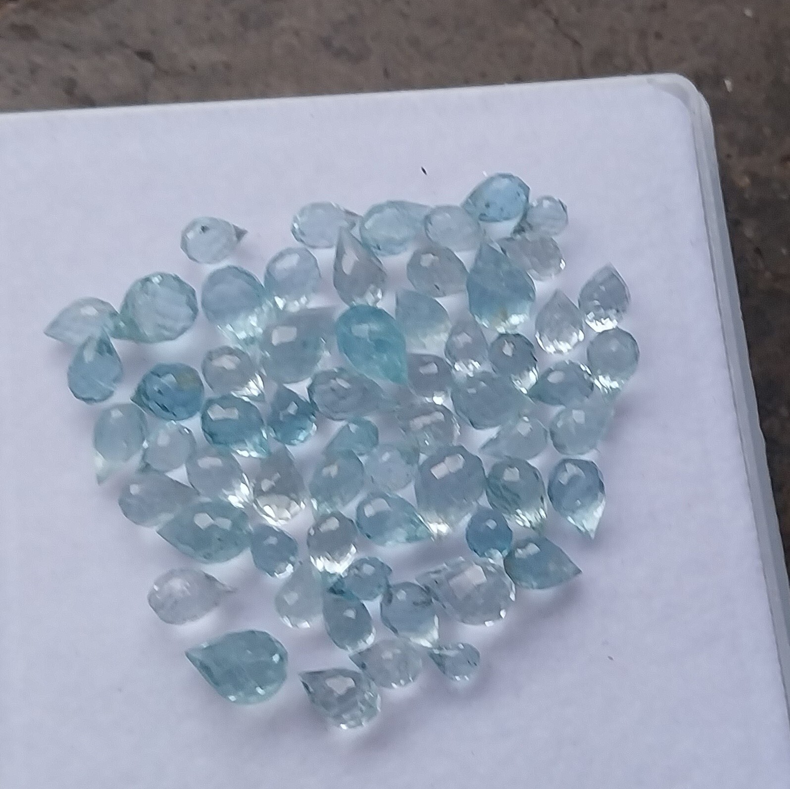 31.5Ct 2.5×4 to 5×7.5 MM Natural Blue Moss Aquamarine Teardrops Cut 61 Piece Lot