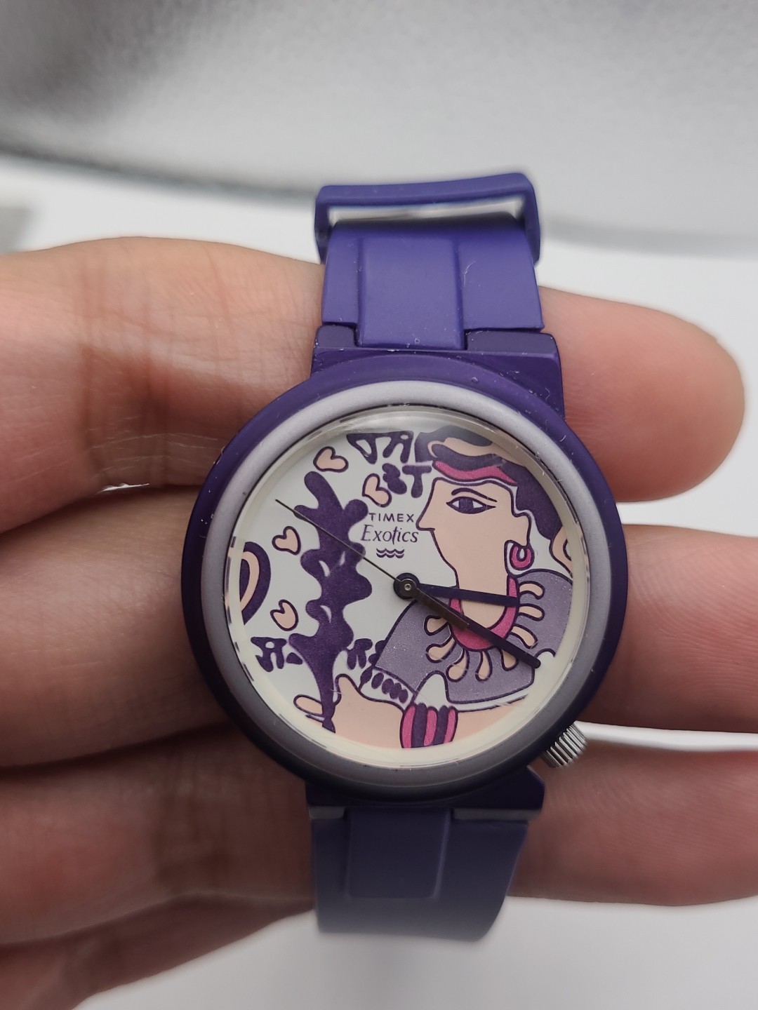 Timex Ba Cell Exotics Women Casual Purple Silicone Quartz Analog Watch Working