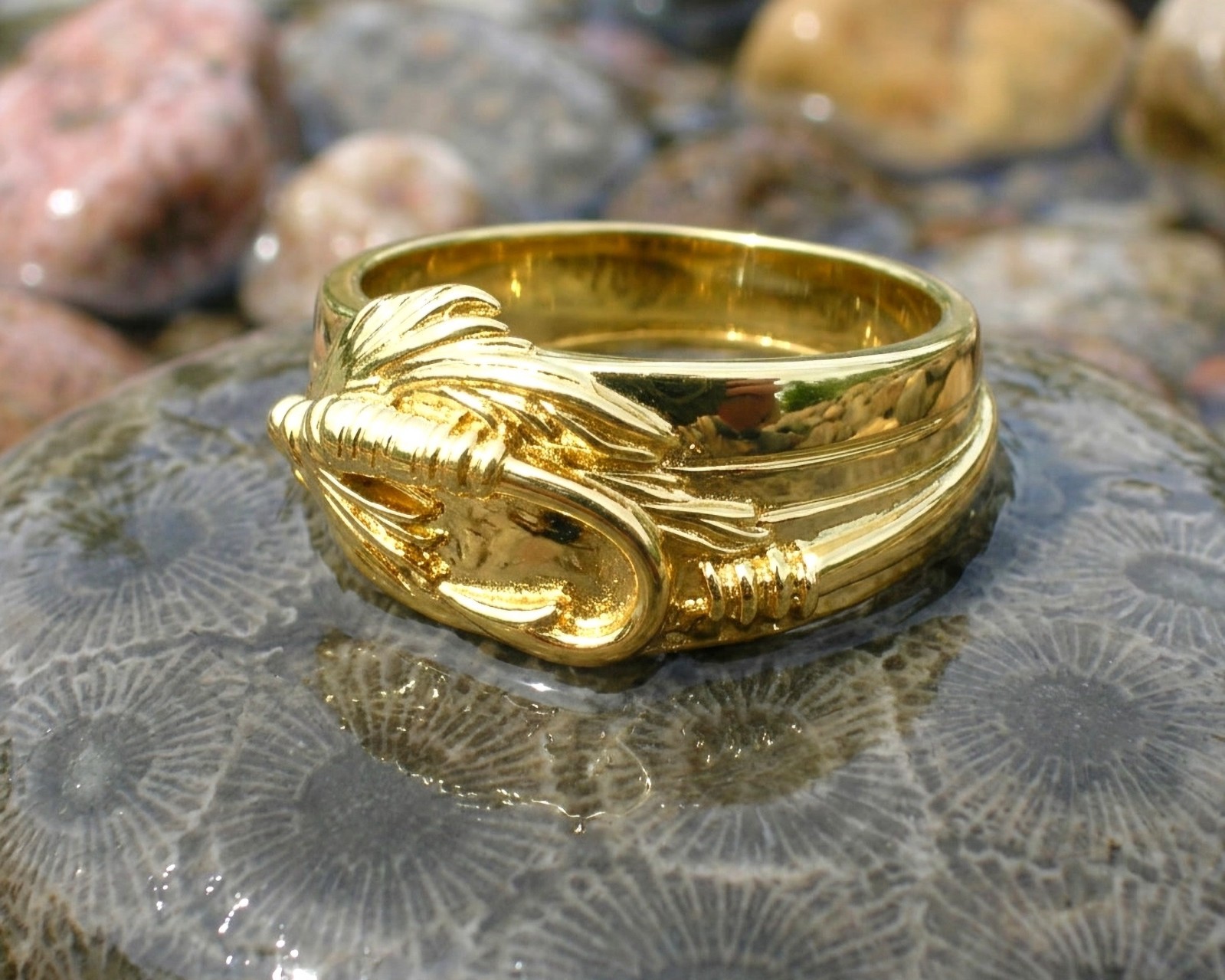 Graywolf Heritage Fly Band – Fly Fishing Ring in Gold Plate or Dark Nickel