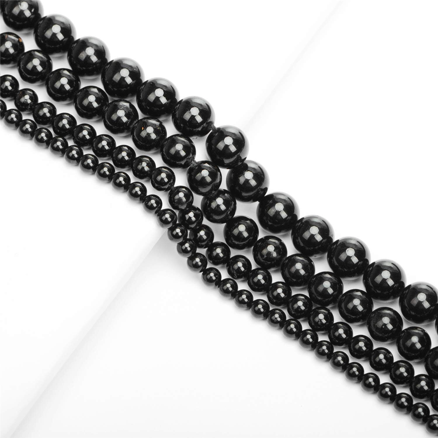 Natural Black Tourmaline Gemstone Round Beads 15.5“ 4mm 6mm 8mm 10mm 12mm A Grad
