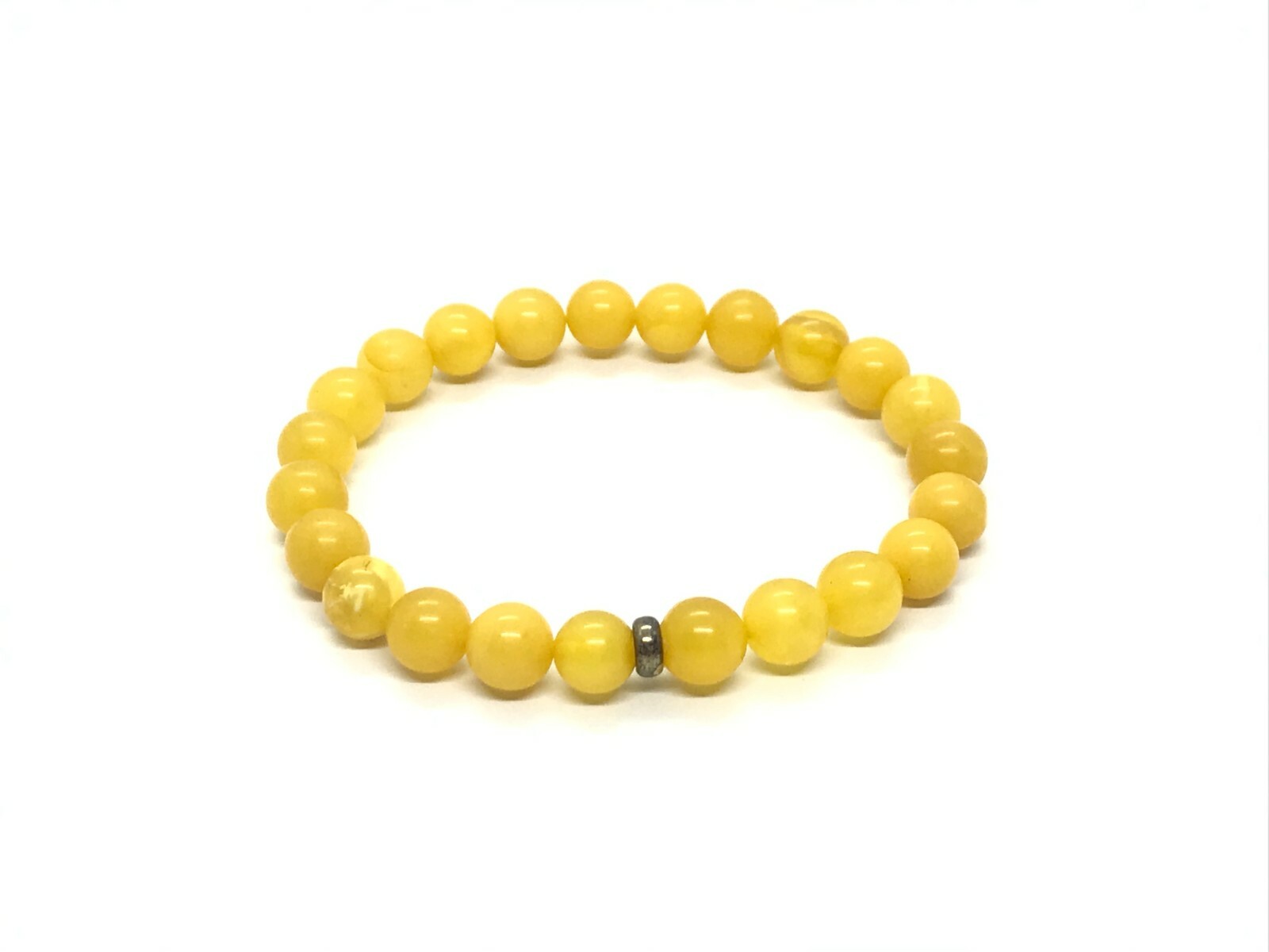 AMBER BRACELET Round Natural Baltic Amber Beads Egg Yolk Yellow Ladies 6,4g A104