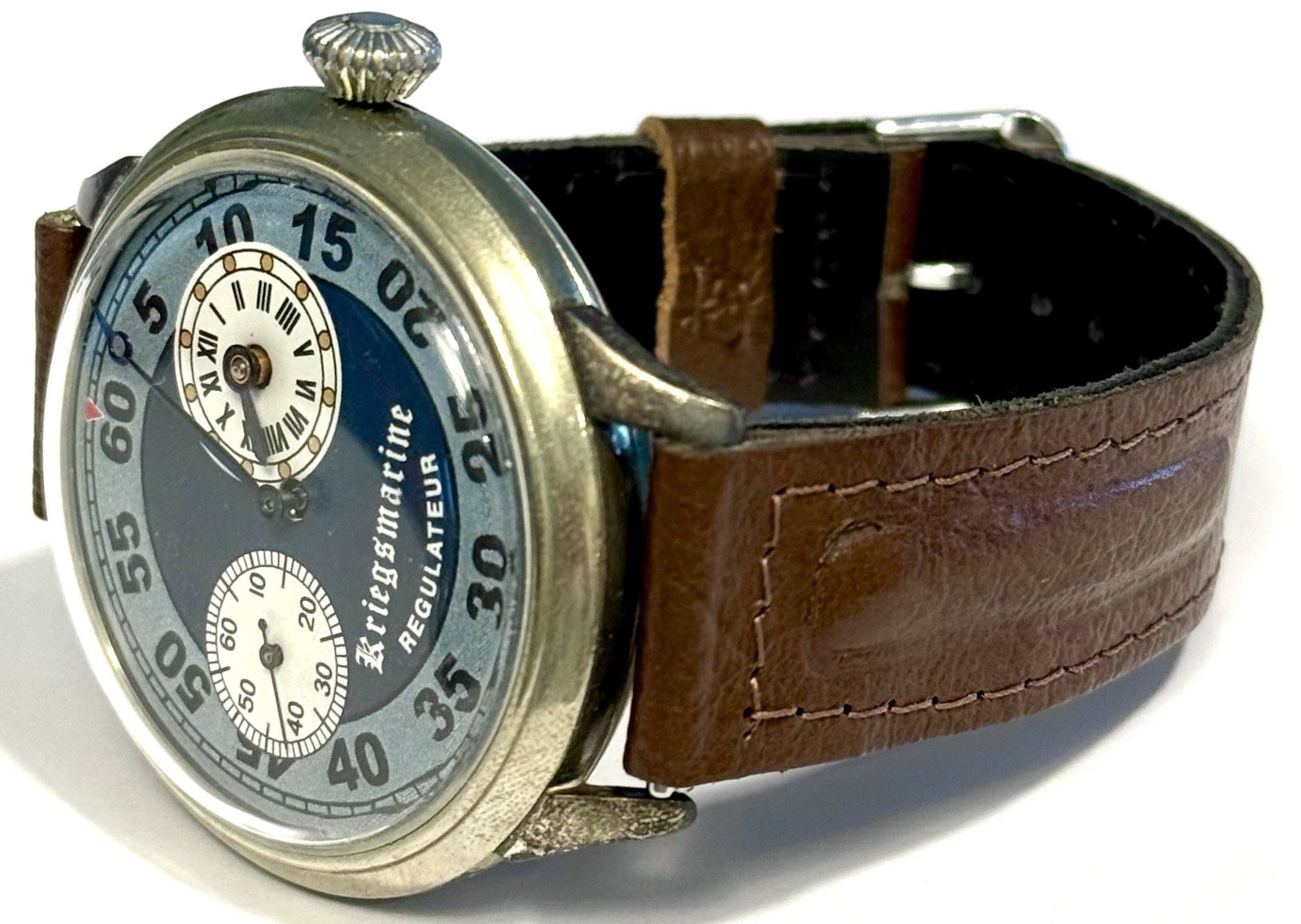 Vintage TRI-Time Regulator Blue/Silvertn Custom MARRIAGE Mechanical Manual Watch
