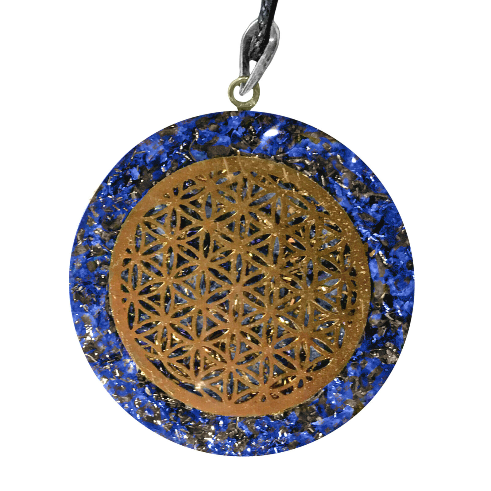 Lapis Lazuli Flower of Life Pendant Orgone Energy Copper Orgonite Necklace Reiki