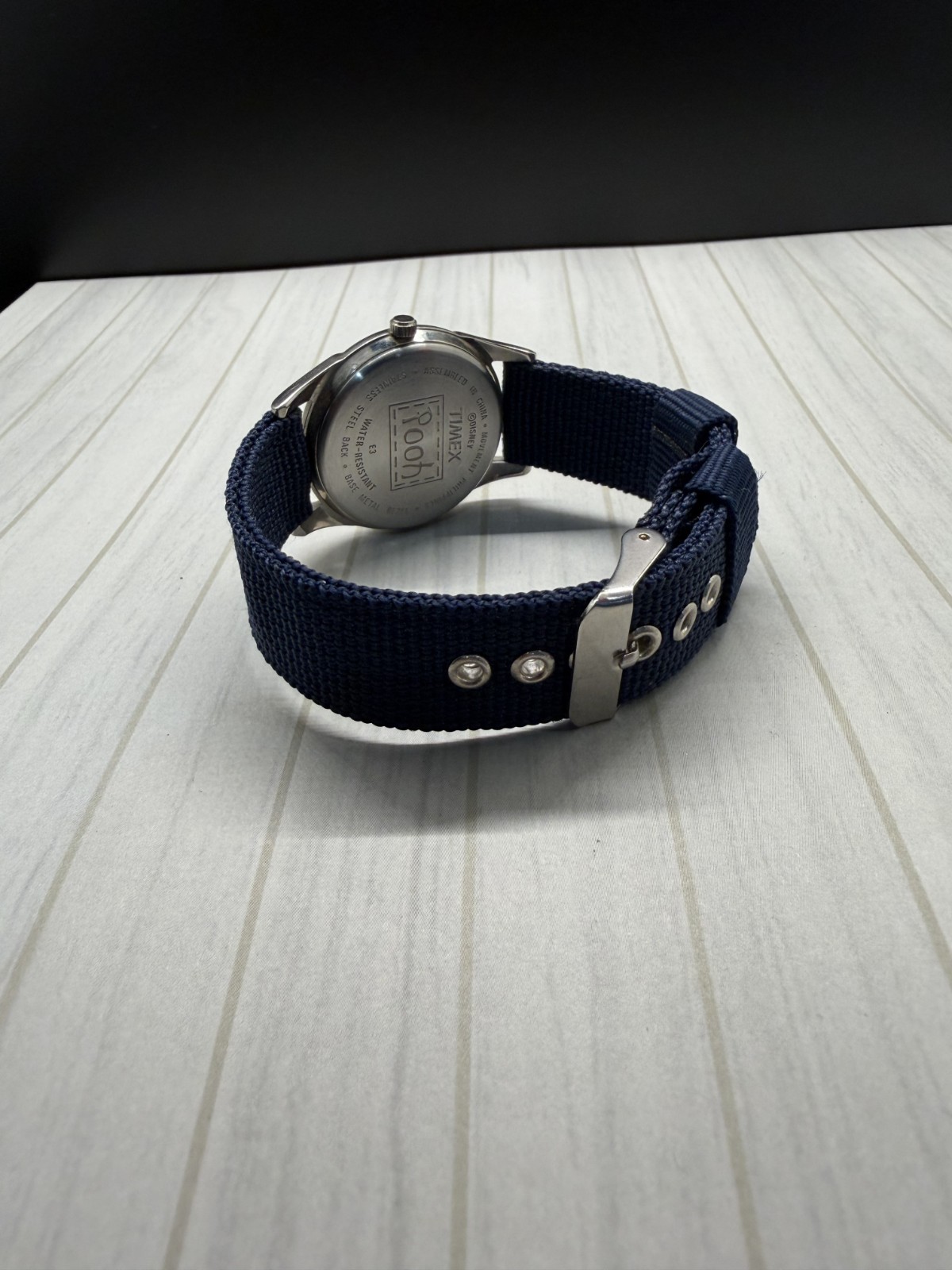 Disney Timex Farmer Eeyore 90s Character Watch Silver Case Navy NATO Strap