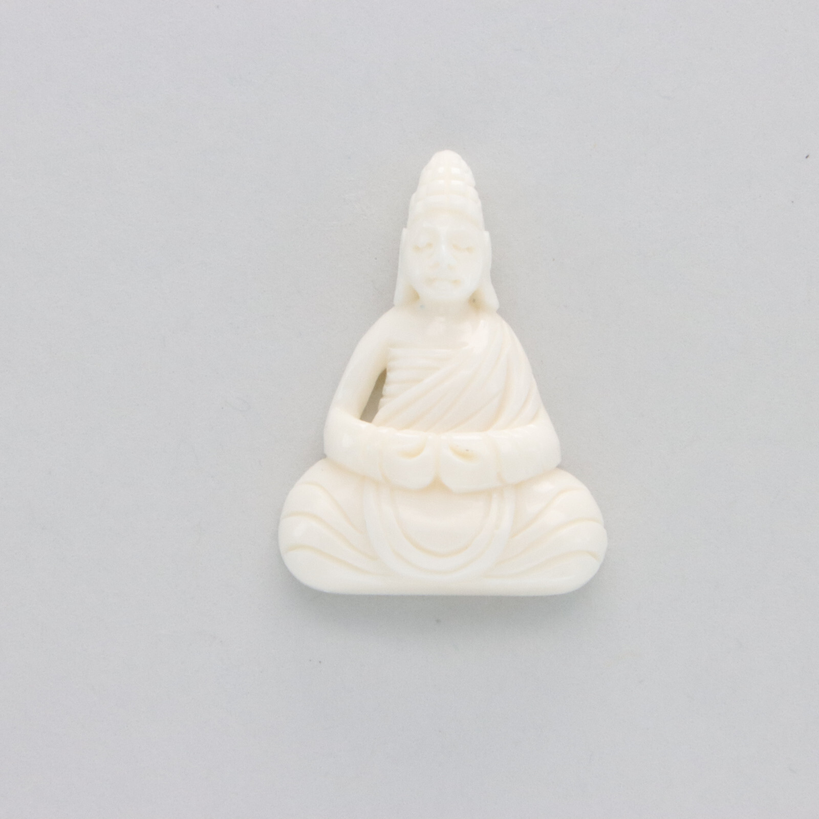 Hand Carved Water Buffalo Bone Praying Sitting Buddha Pendant