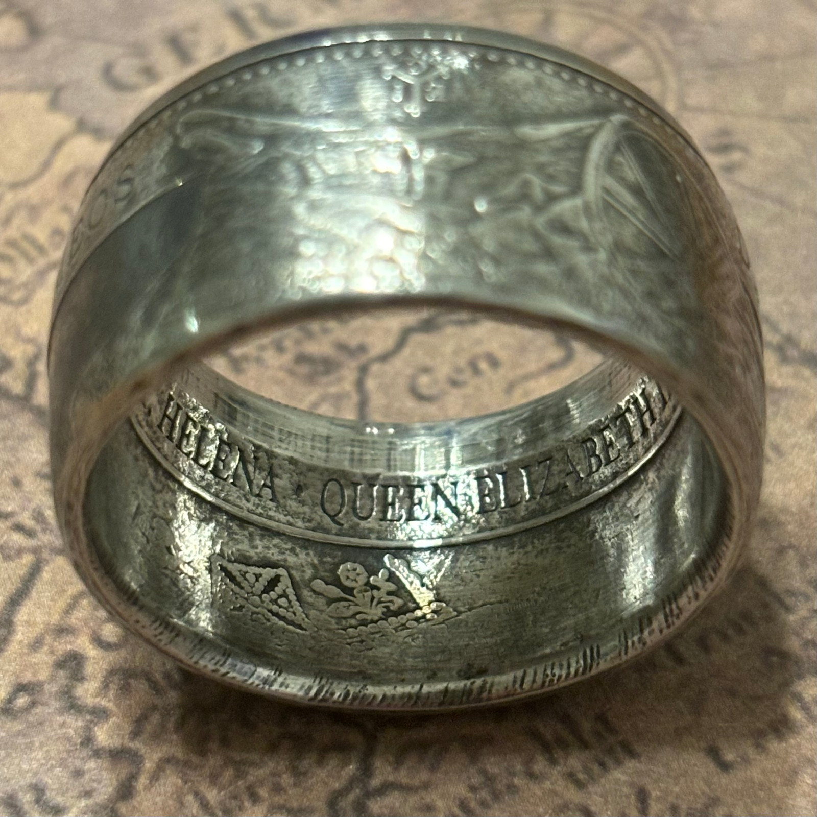 EXCLUSIVE GIANT PURE SILVER St. Helena Britannia 1.25 TOz COIN RING SIZE 9-13 UK