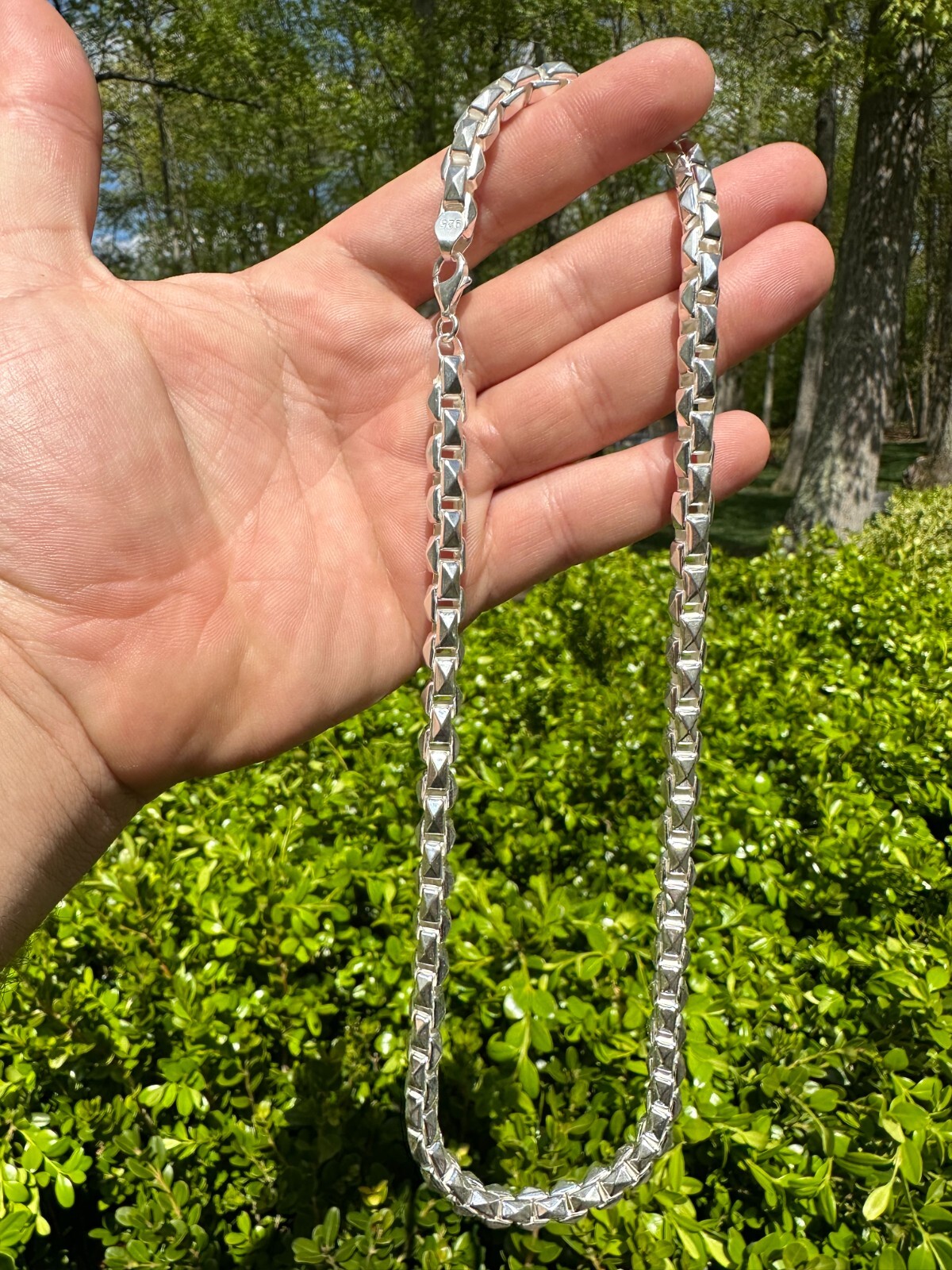 8mm 925 Sterling Silver Men Diamond Cut Rolo Hermes Link Chain Necklace Bracelet